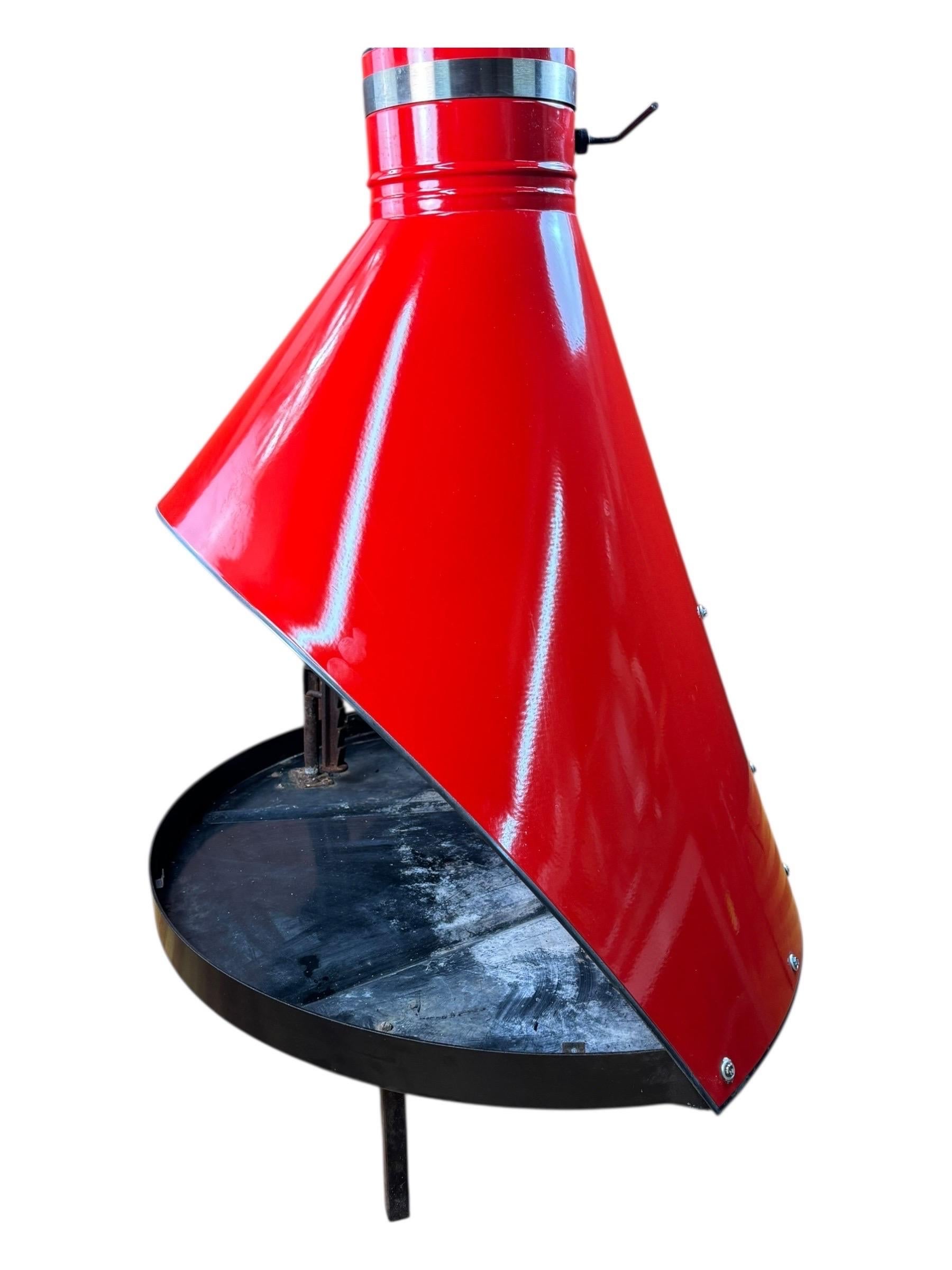 American Vintage Preway Freestanding Red Porcelain Fireplace For Sale