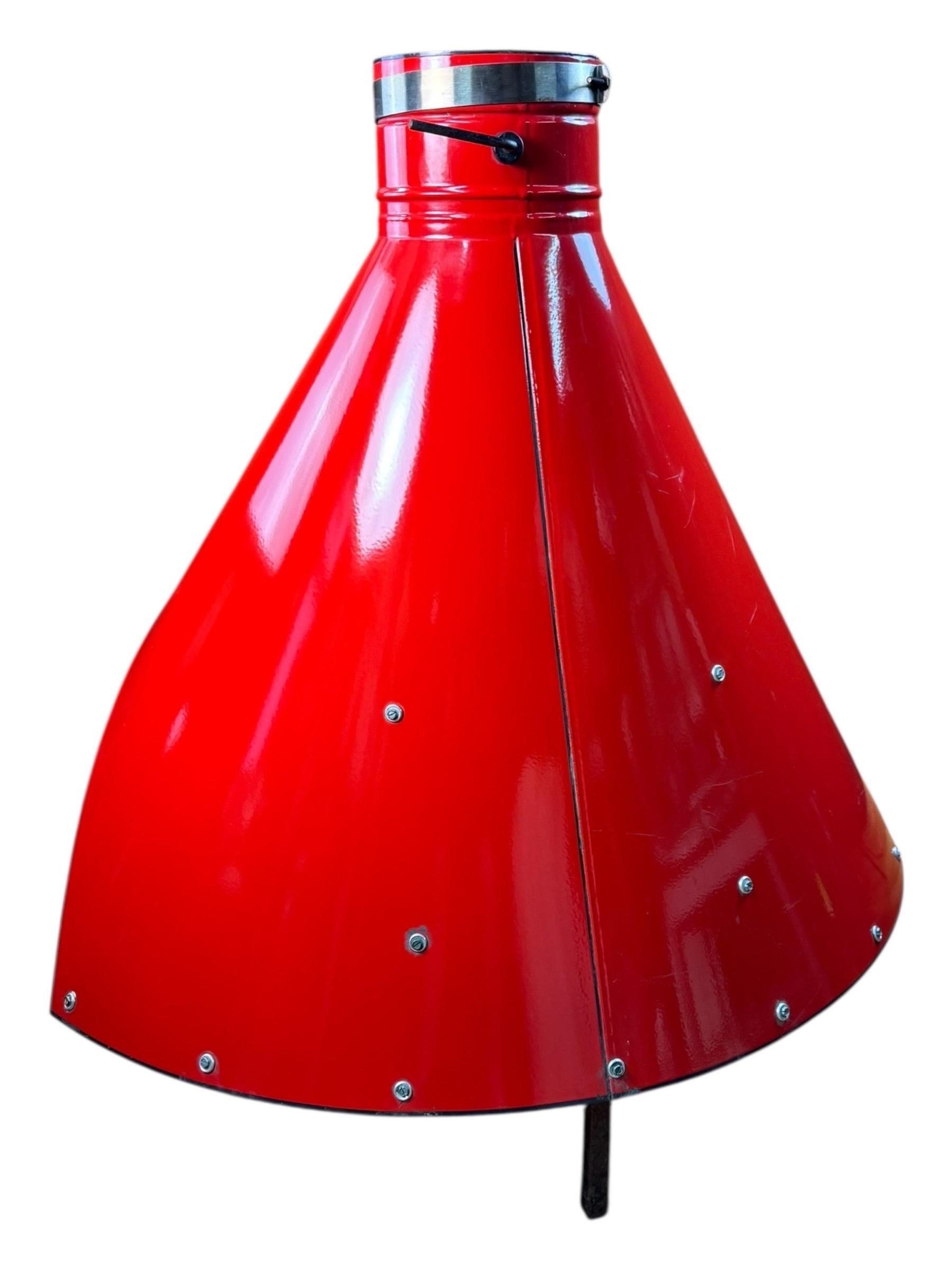 Metal Vintage Preway Freestanding Red Porcelain Fireplace For Sale