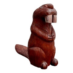 Vintage Primative Hand Carved Beaver Sculpture