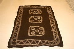 Vintage Tribal Anatolian Black Wool Felt Rug