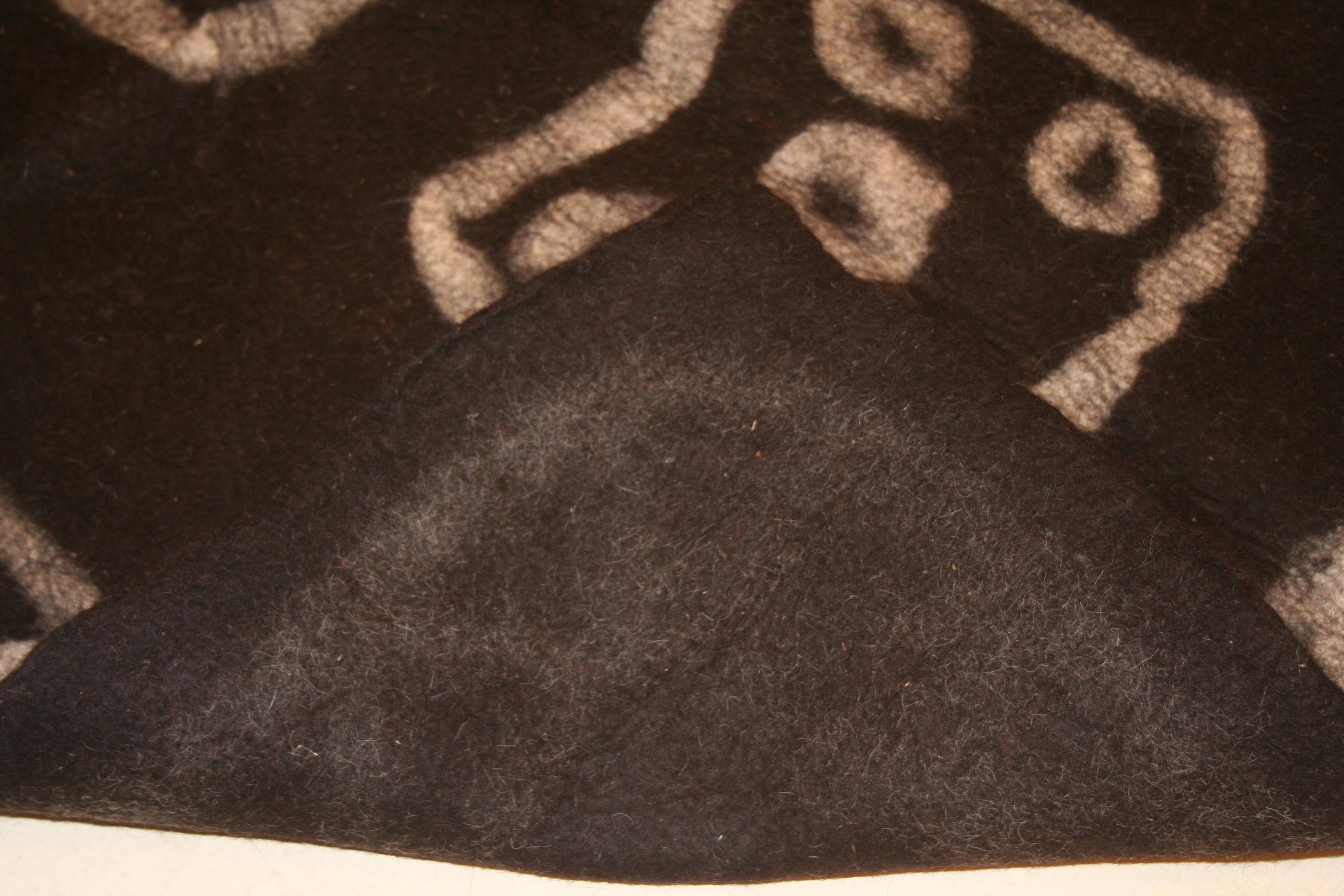 Mid-20th Century Vintage Tribal Anatolian Black Wool Felt Rug