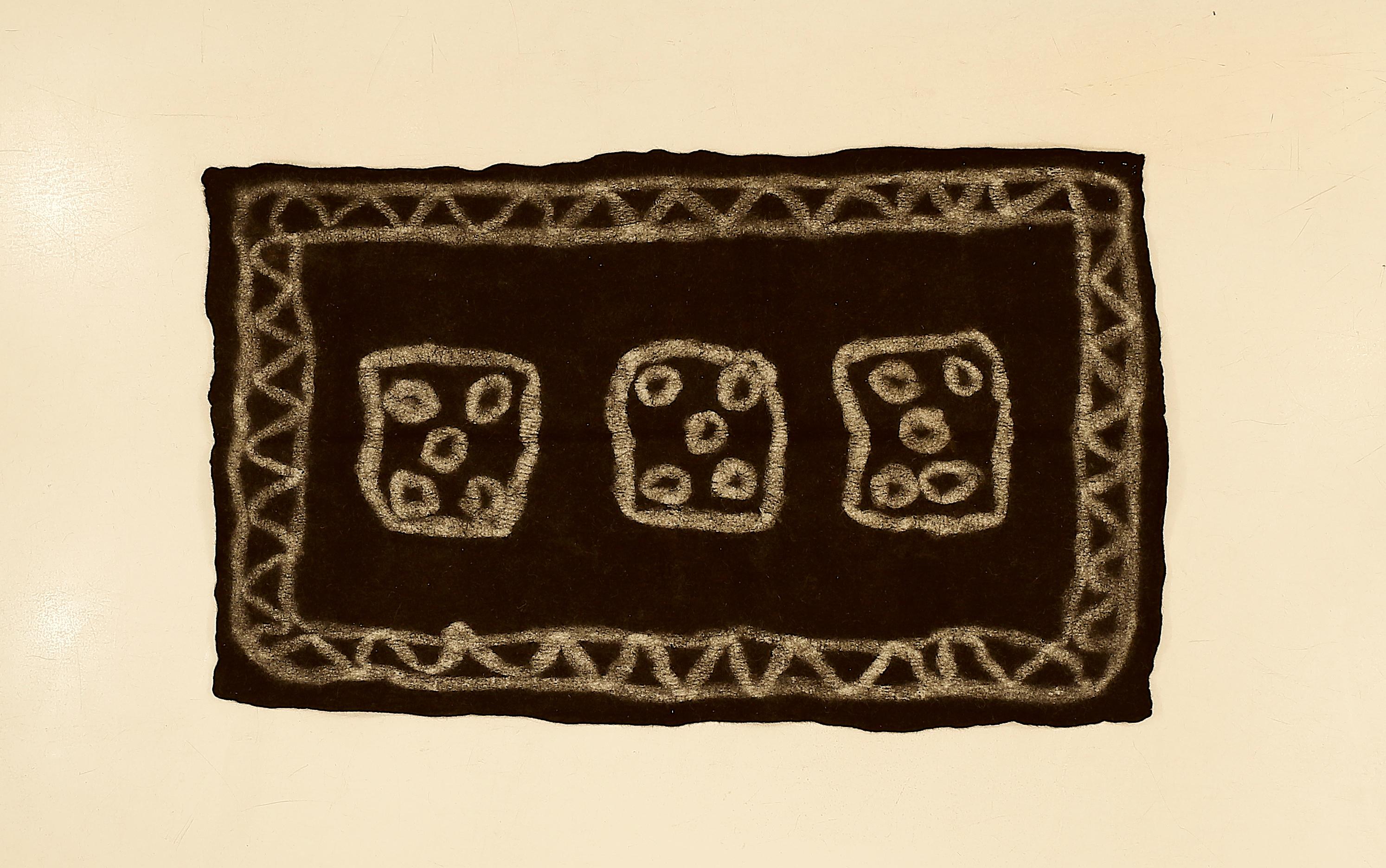 Vintage Tribal Anatolian Black Wool Felt Rug 1