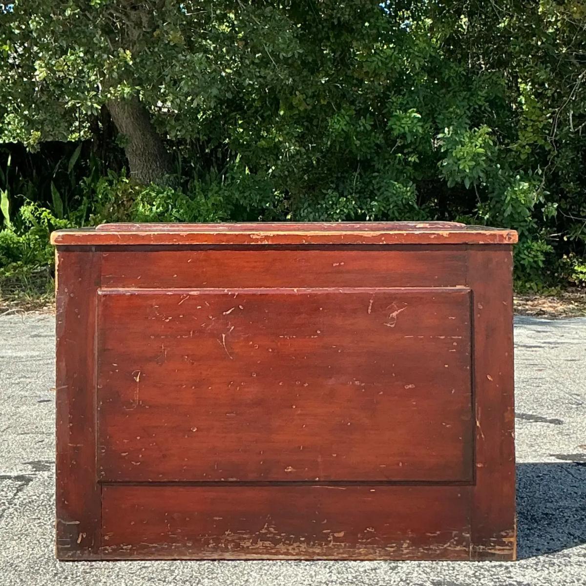 Bohemian Vintage Primitive Blanket Chest For Sale