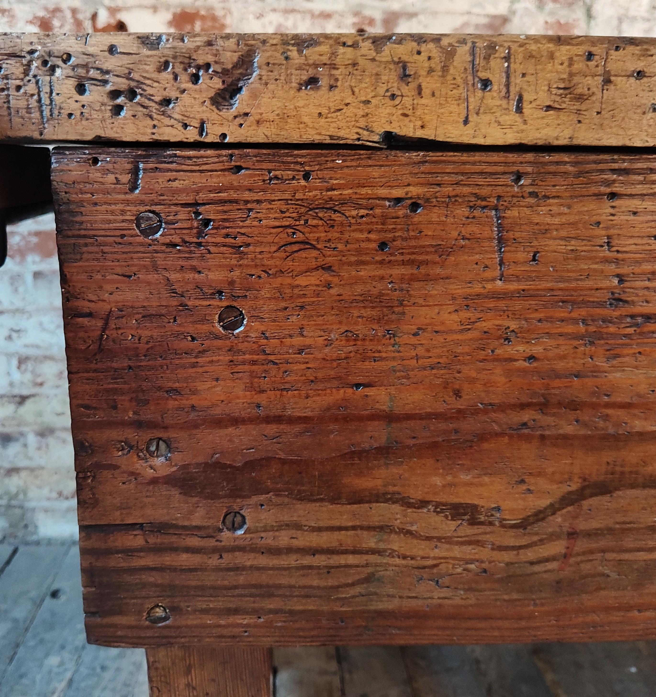 Vintage Primitive Carpenter's Workbench 12