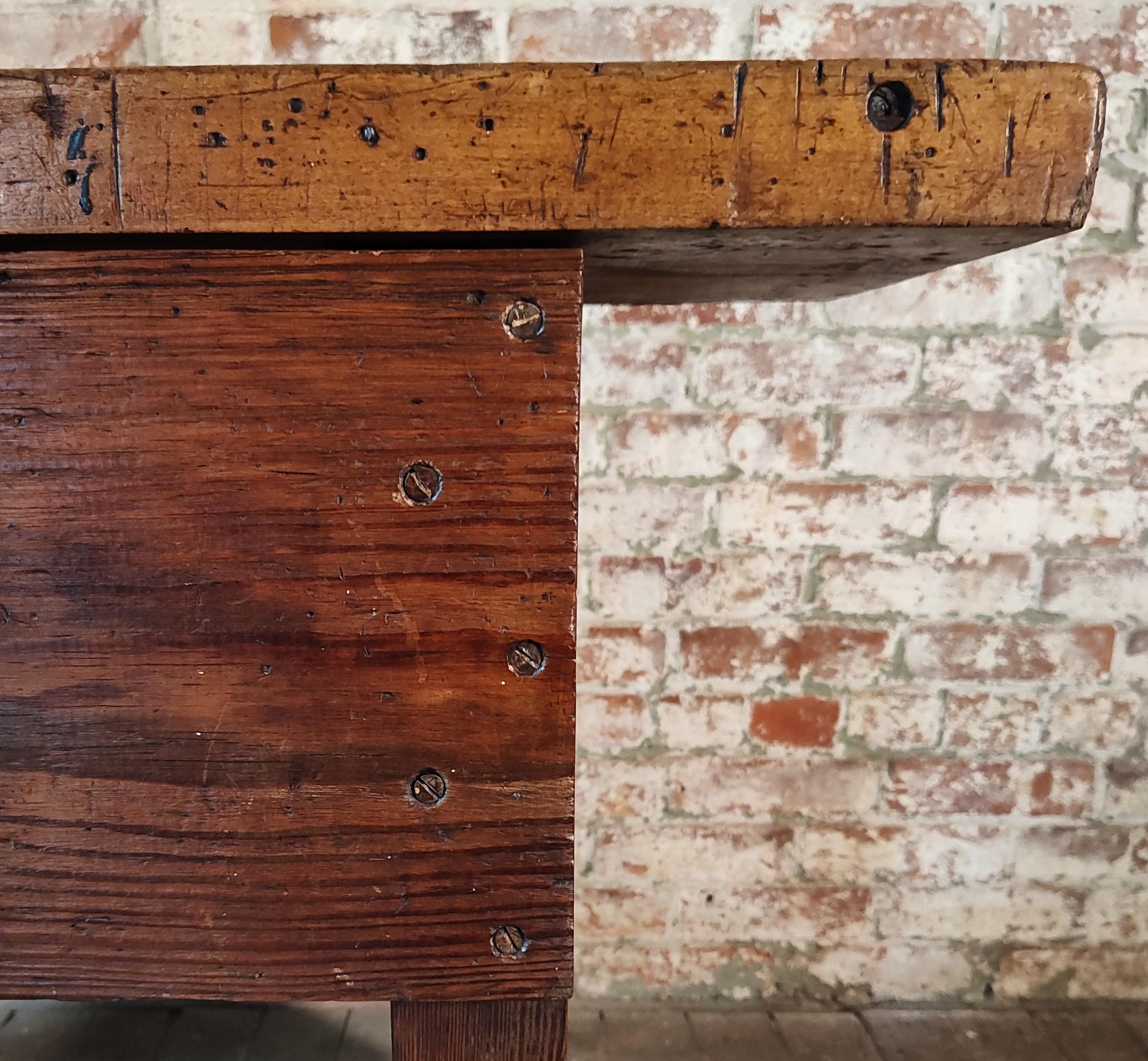 Vintage Primitive Carpenter's Workbench 14