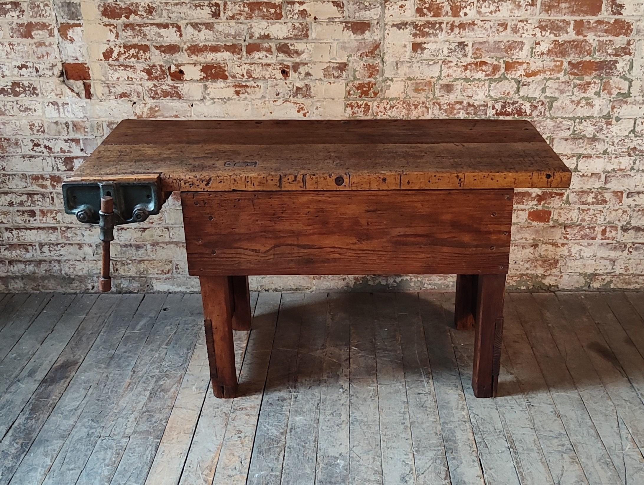 American Vintage Primitive Carpenter's Workbench