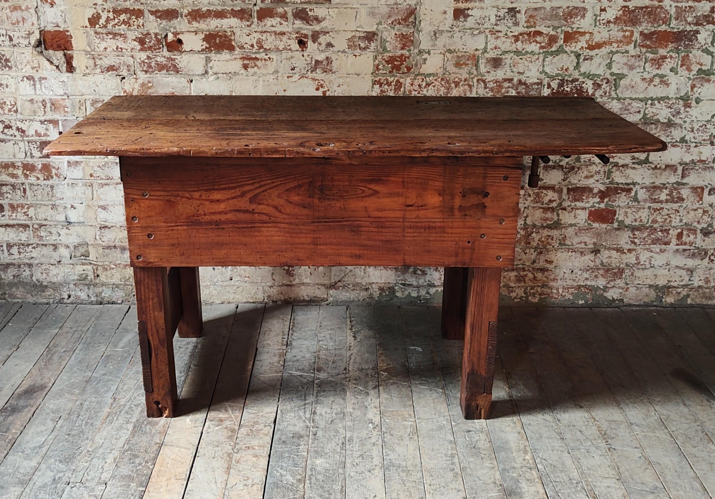 Maple Vintage Primitive Carpenter's Workbench