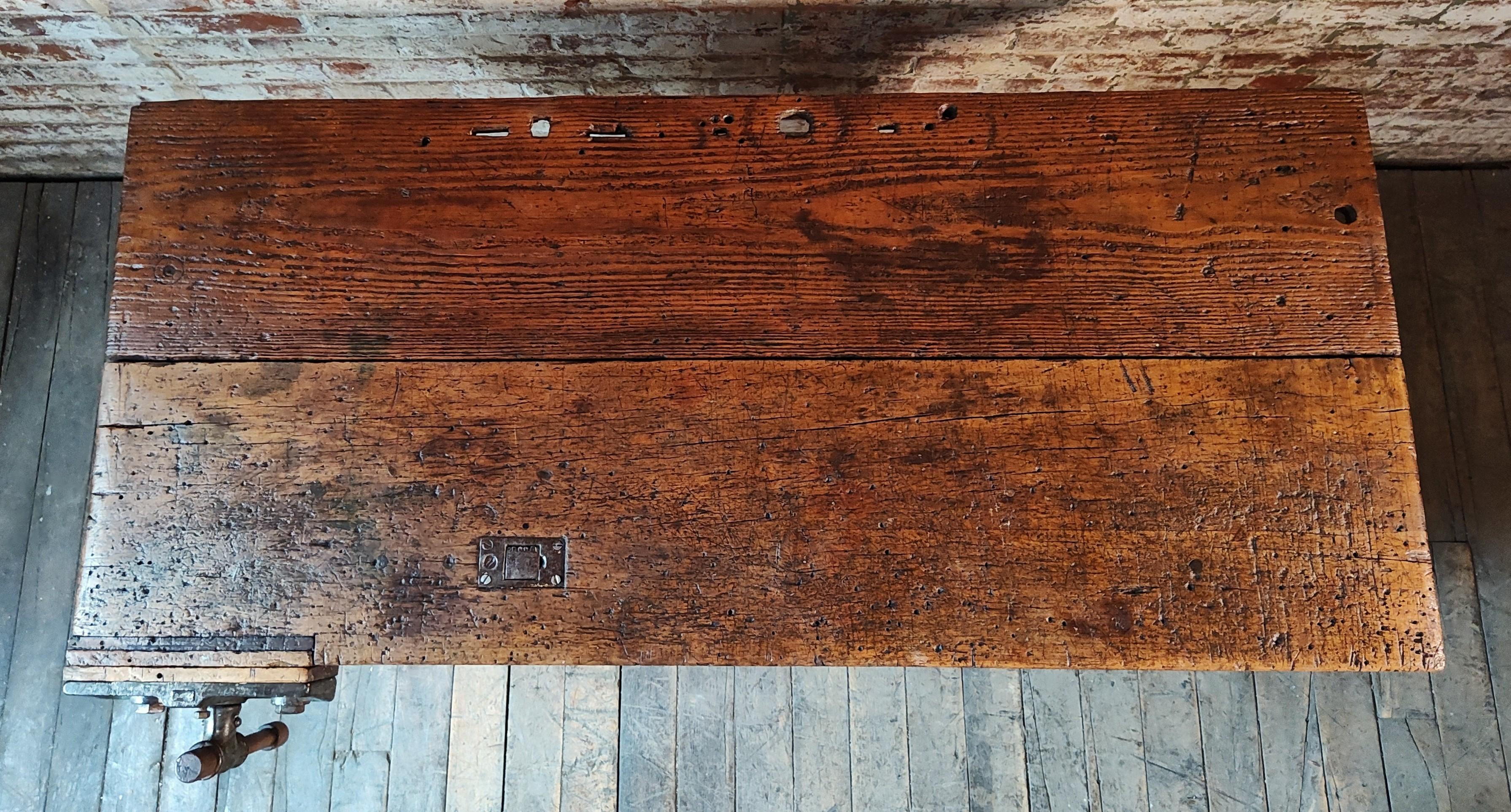 Vintage Primitive Carpenter's Workbench 2