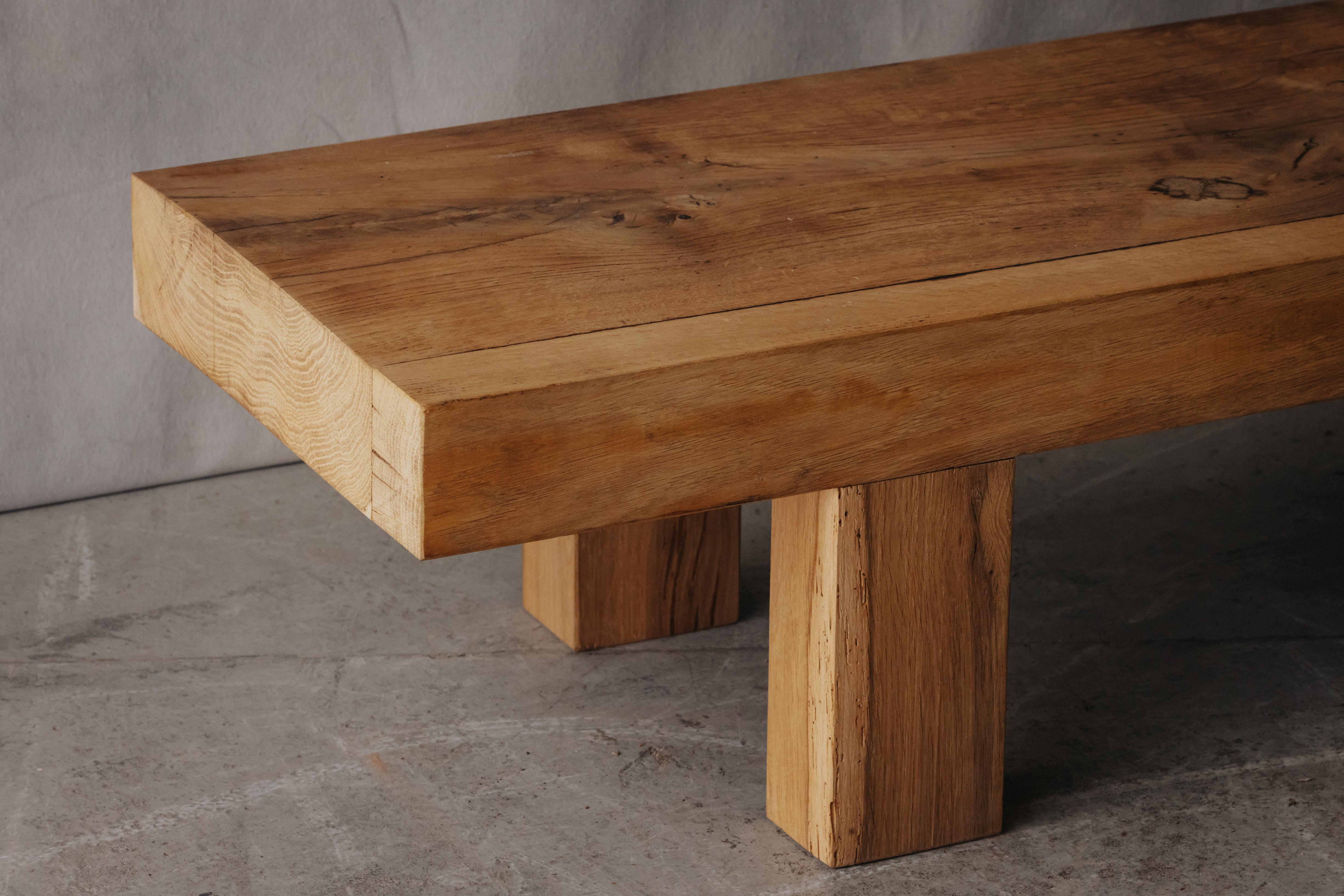 Oak Vintage Primitive Coffee Table From France, Circa 1950 For Sale