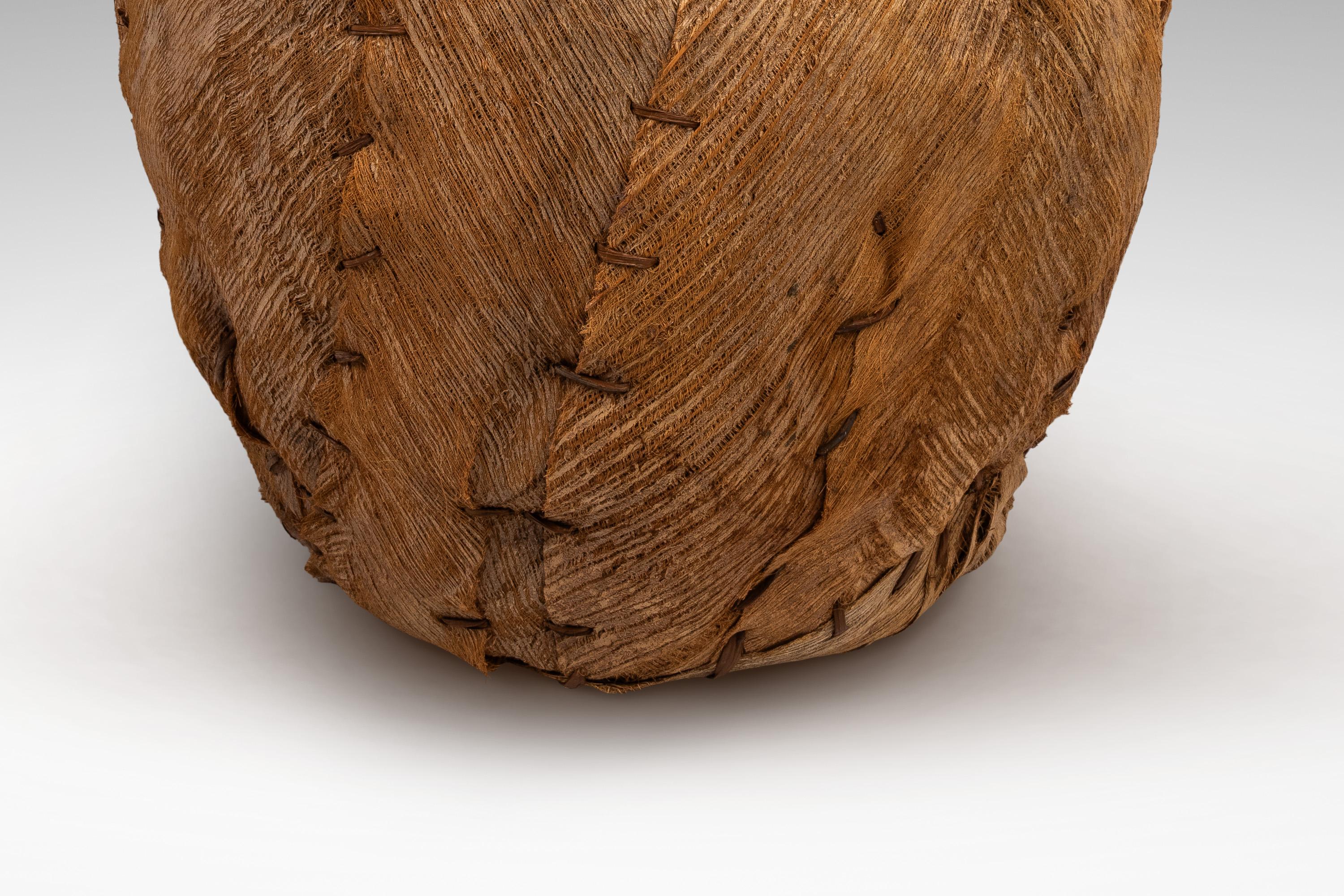 Vintage Primitive Folk Art Large Hand-Woven Palm Bark Basket Planter, USA For Sale 10