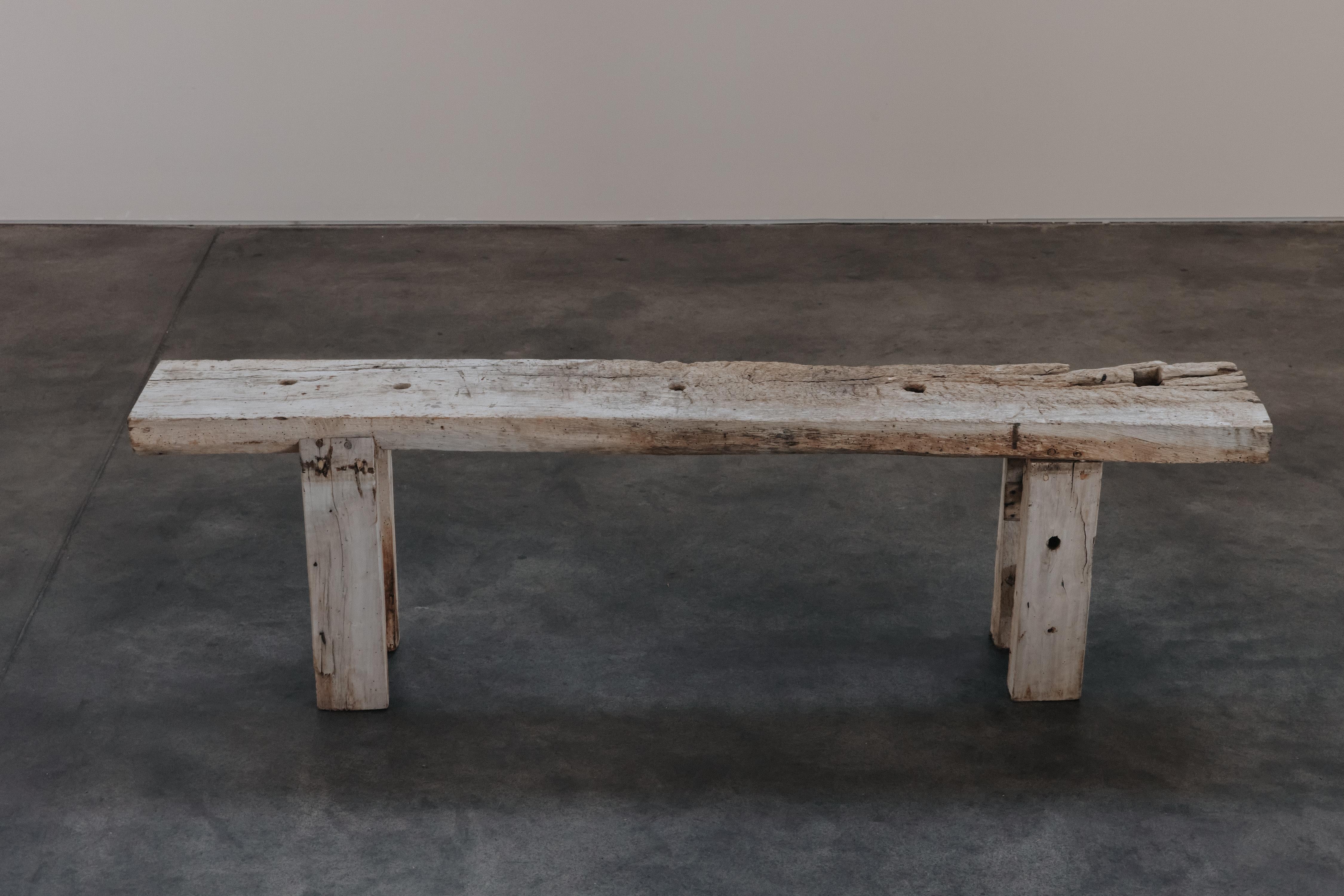 Oak Vintage Primitive Low Console Table From France, Circa 1950 For Sale