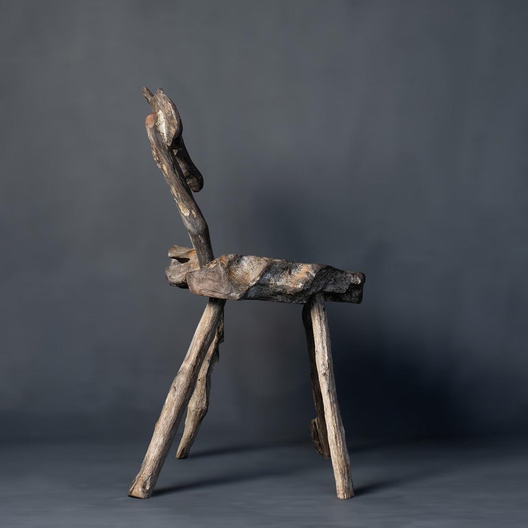 Vintage Primitive Naturalistic Ironwood Tree Trunk Chair For Sale at