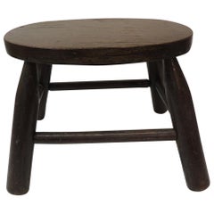 Vintage Primitive Painted Oval Footstool