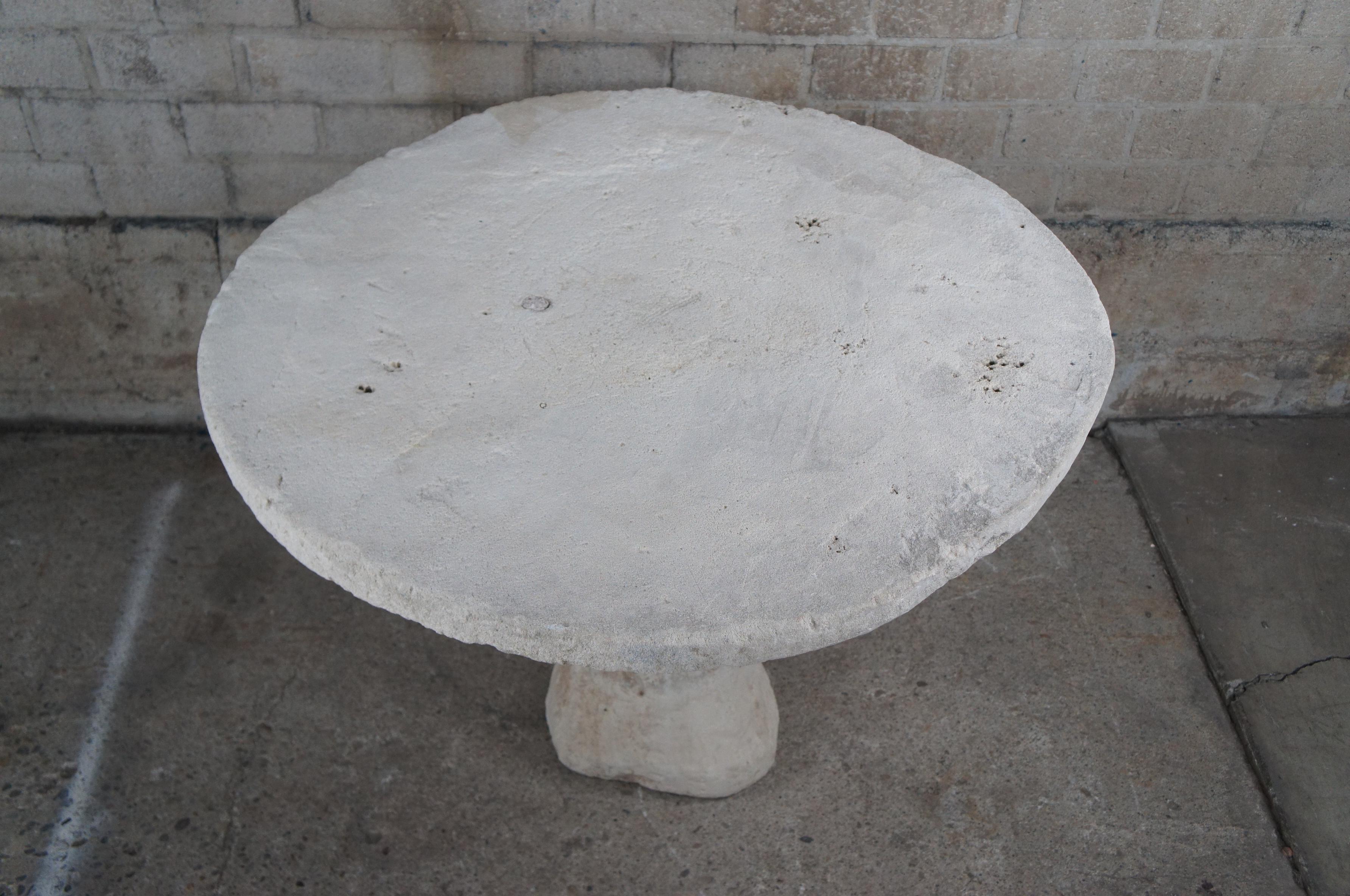 20th Century Vintage Primitive Round Porous Stone Breakfast Dining Patio Center Entry Table 4