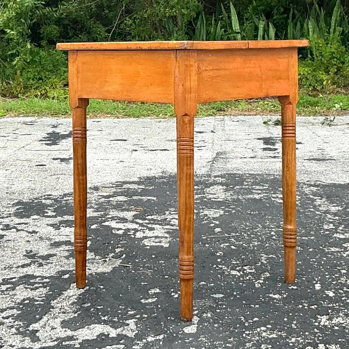 Bohemian Vintage Primitive Side Table For Sale