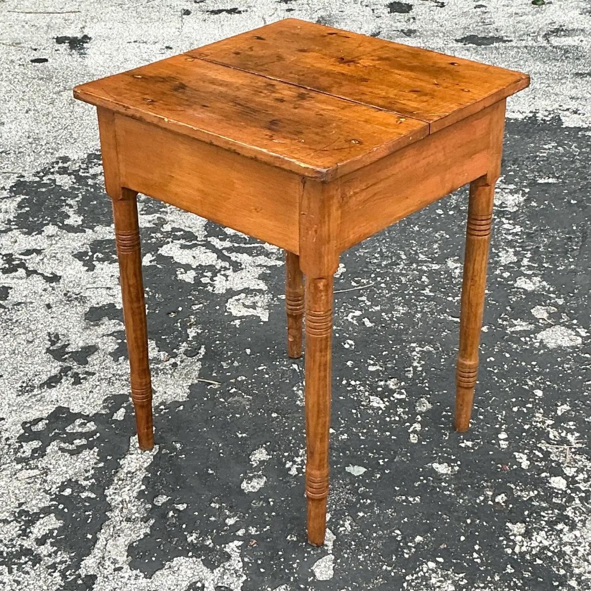 American Vintage Primitive Side Table For Sale