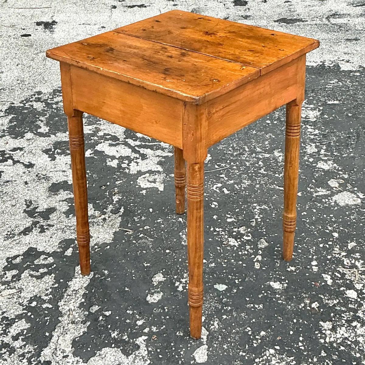 20th Century Vintage Primitive Side Table For Sale