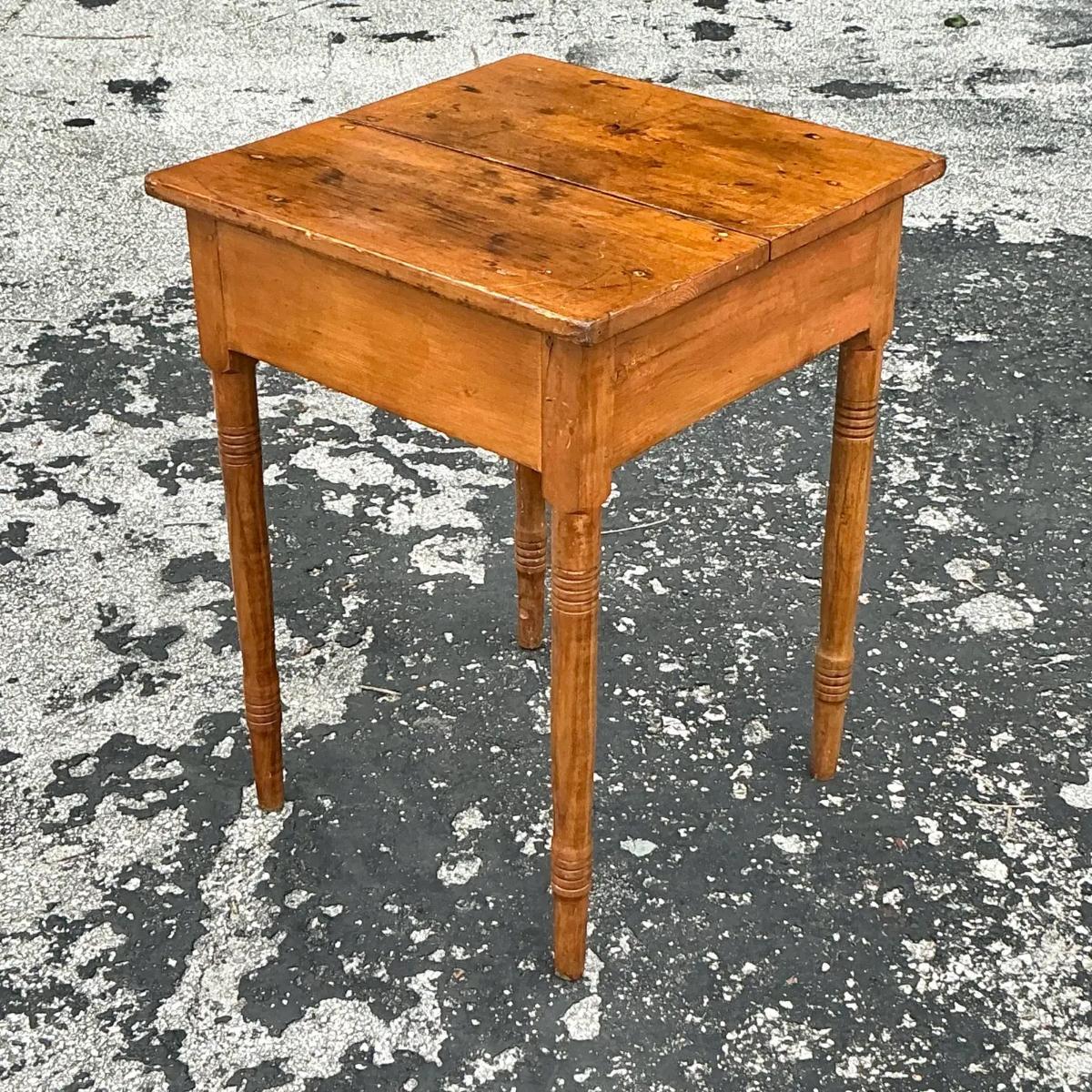 Vintage Primitive Side Table For Sale 1