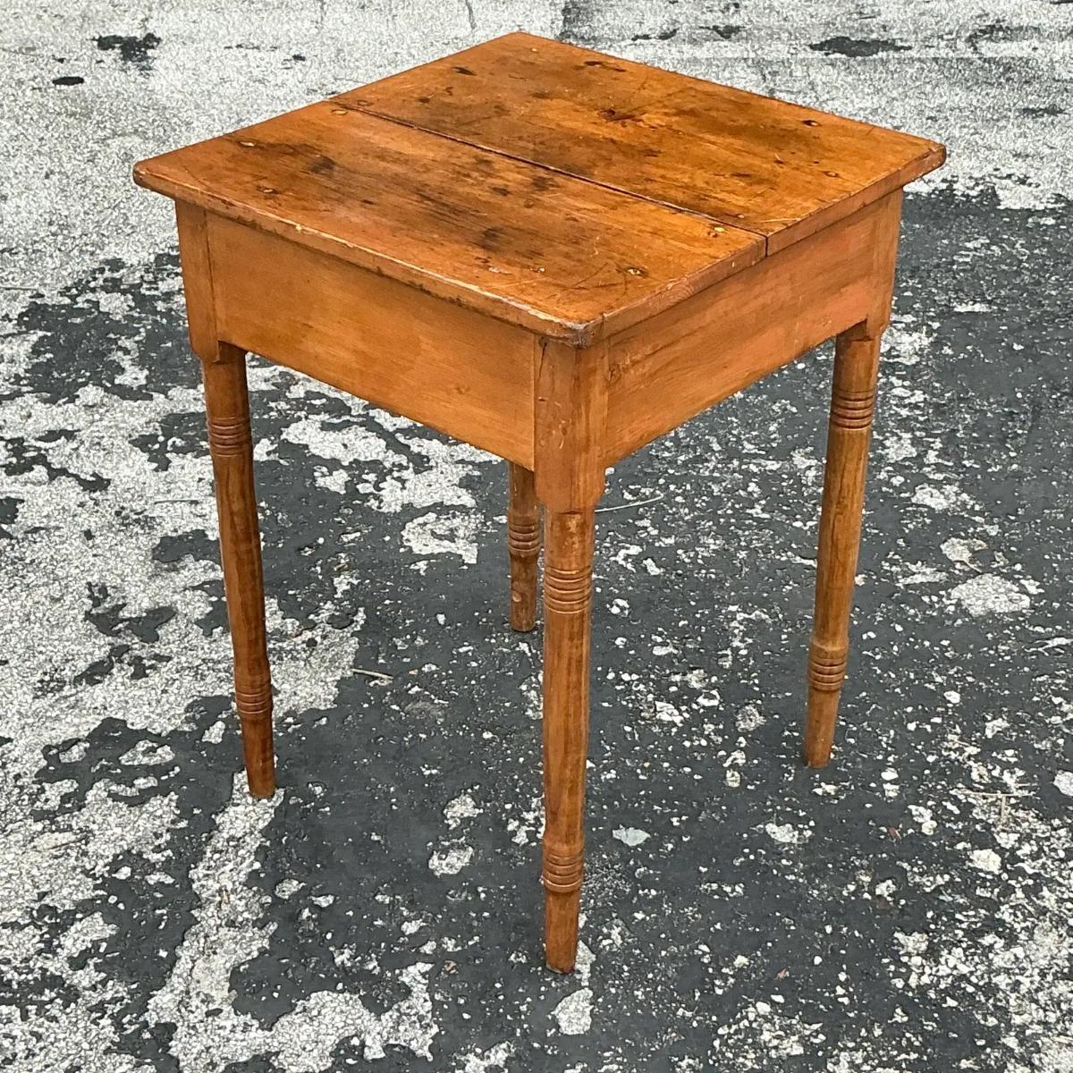 Vintage Primitive Side Table For Sale 2