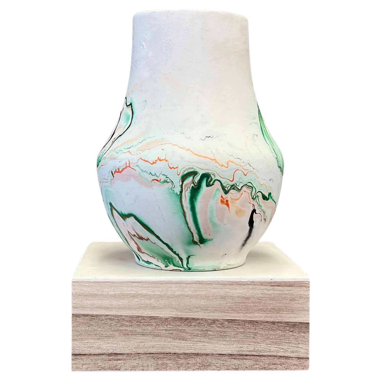 Vintage Primitive Stamped Nemadji Swirl Pottery Vase.