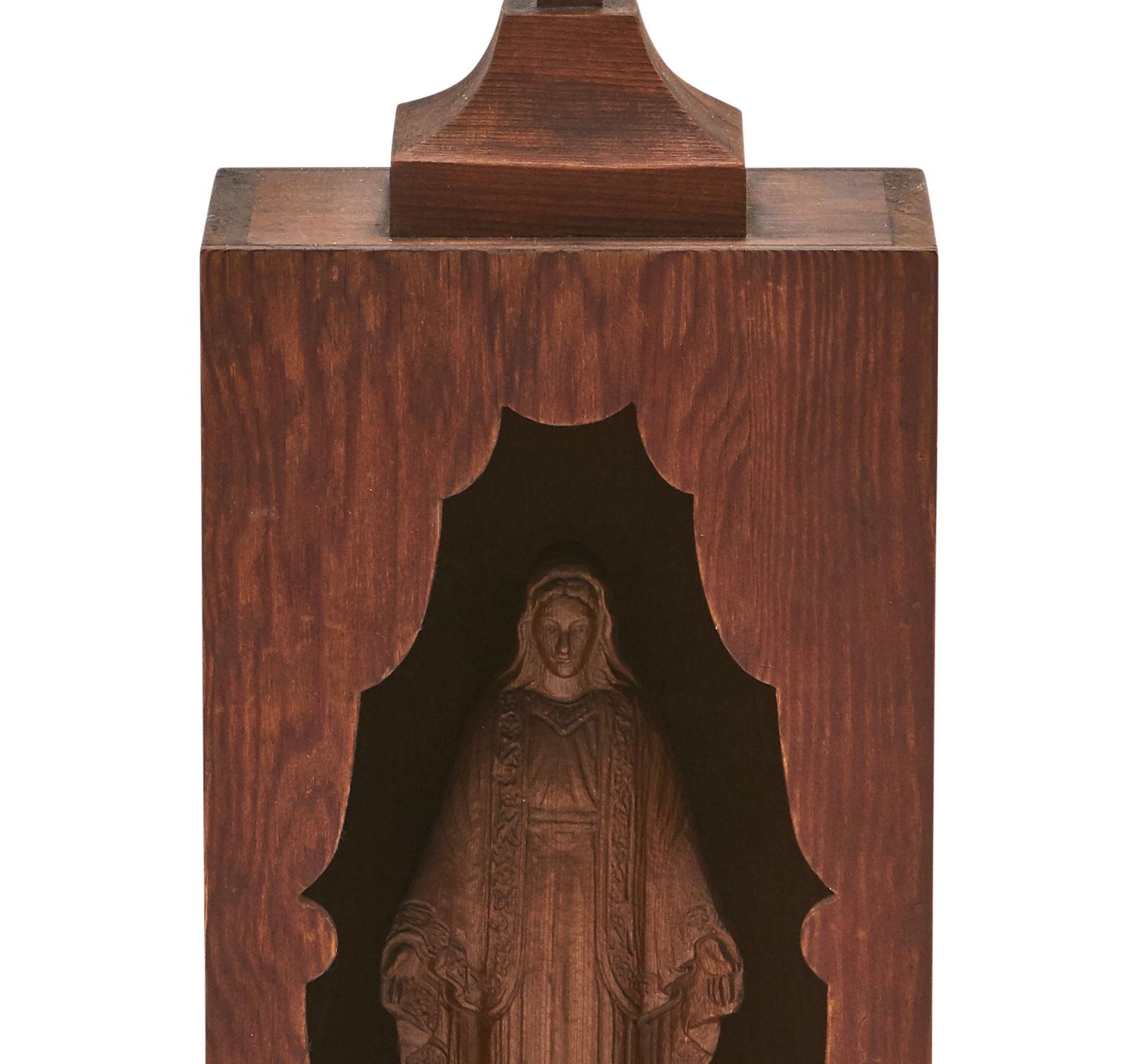 Unknown Vintage Primitive Wood Blessed Virgin Mary in Niche
