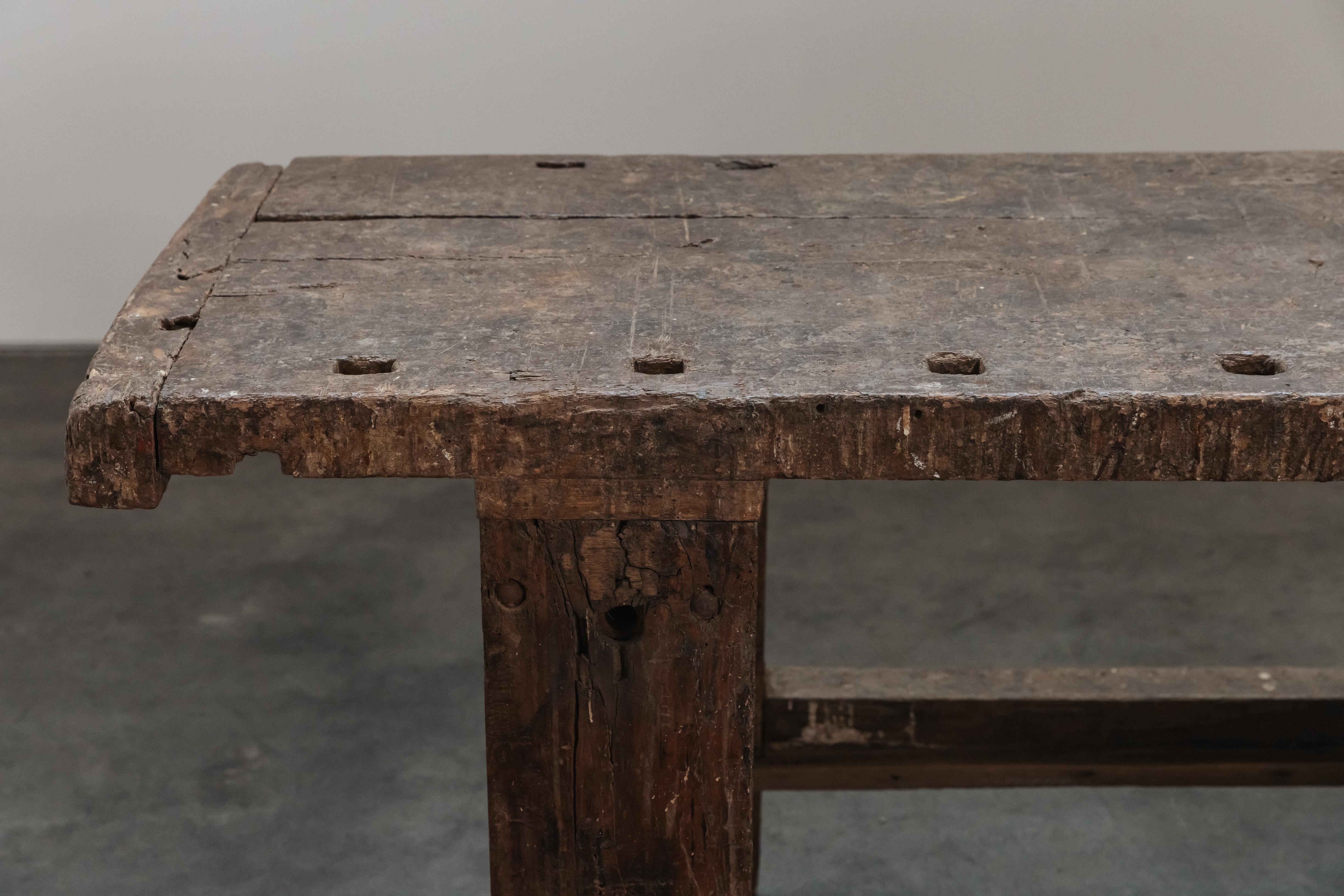 Vintage Primitive Work Console From France, Circa 1900 In Good Condition For Sale In Nashville, TN