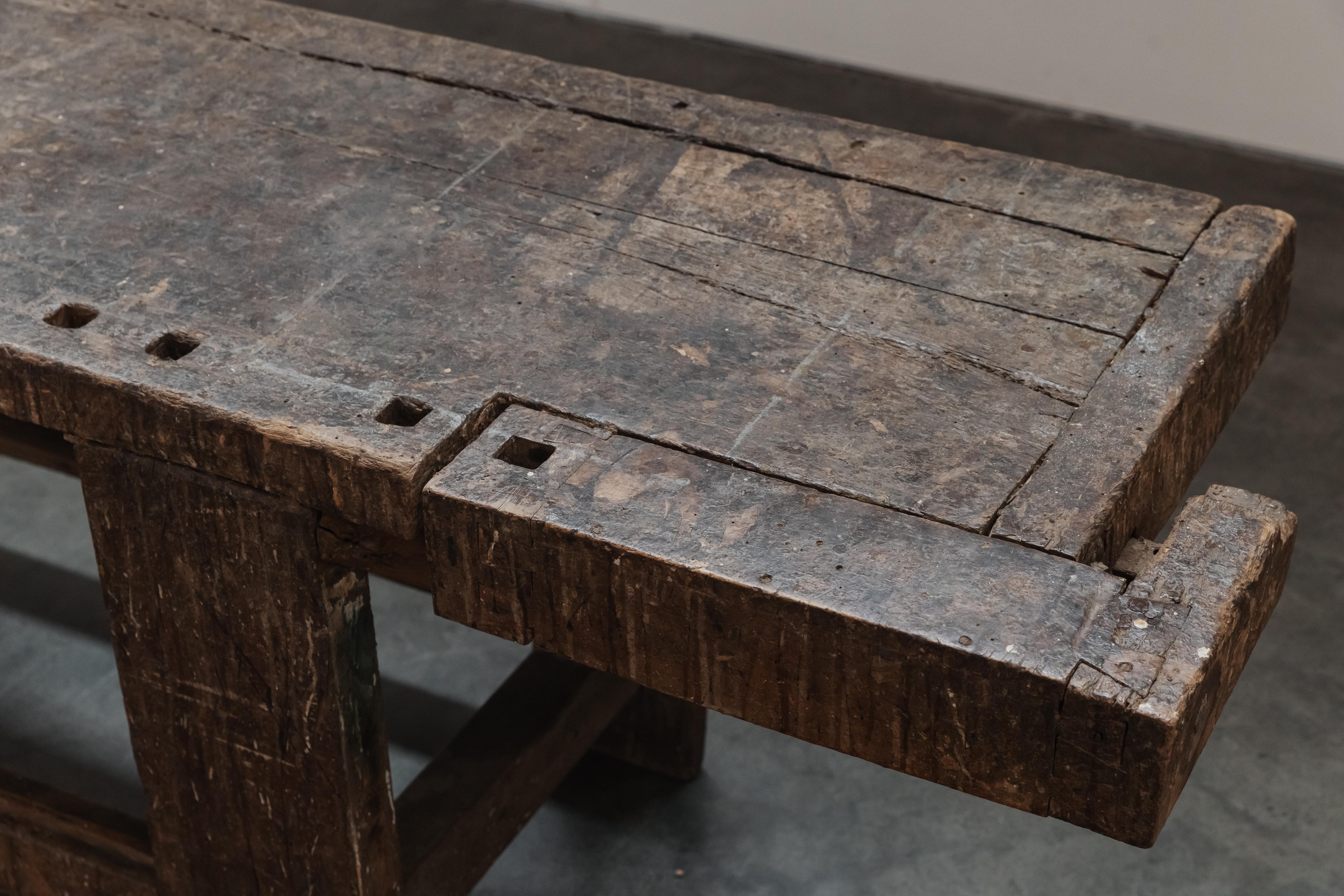 Early 20th Century Vintage Primitive Work Console From France, Circa 1900 For Sale