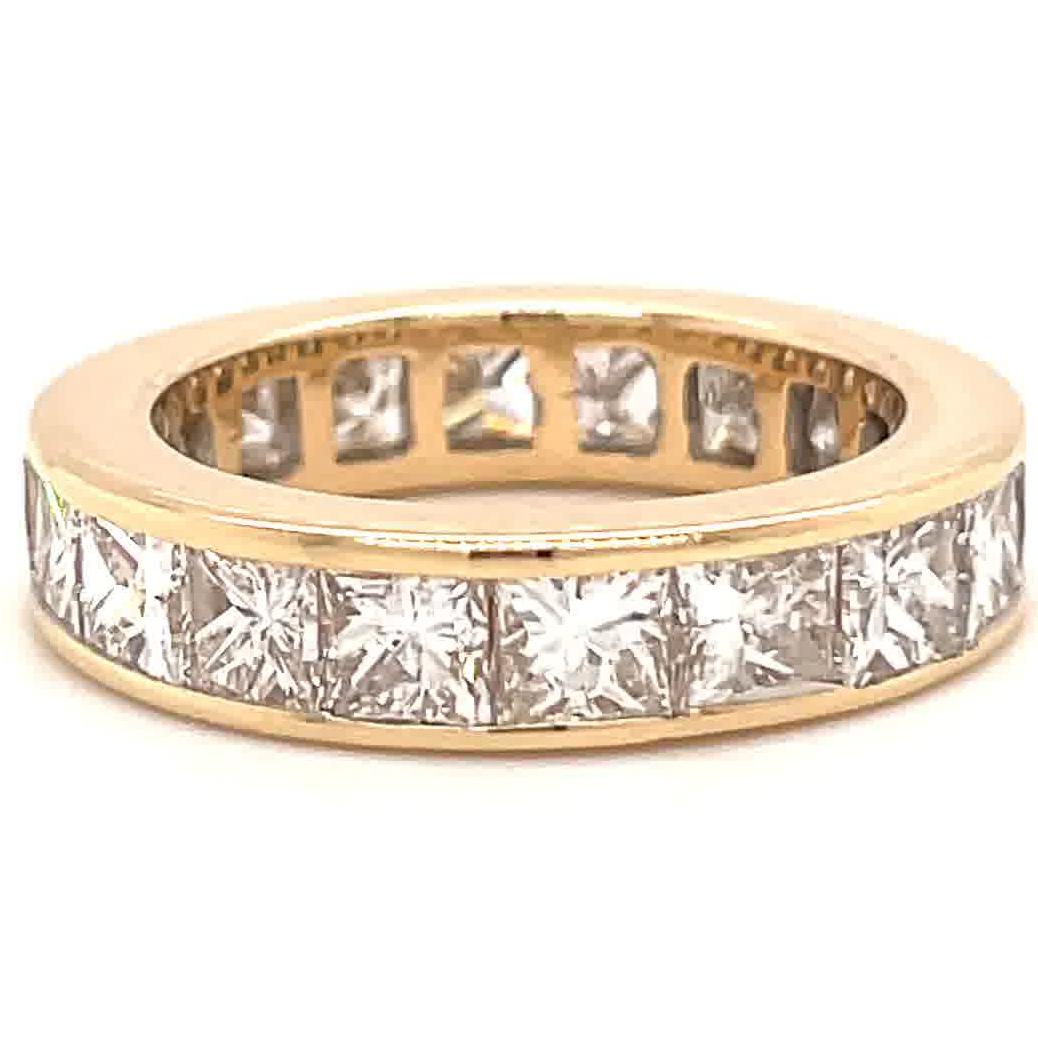 Women's Vintage Princess Cut Diamond 14 Karat Gold Eternity Ring