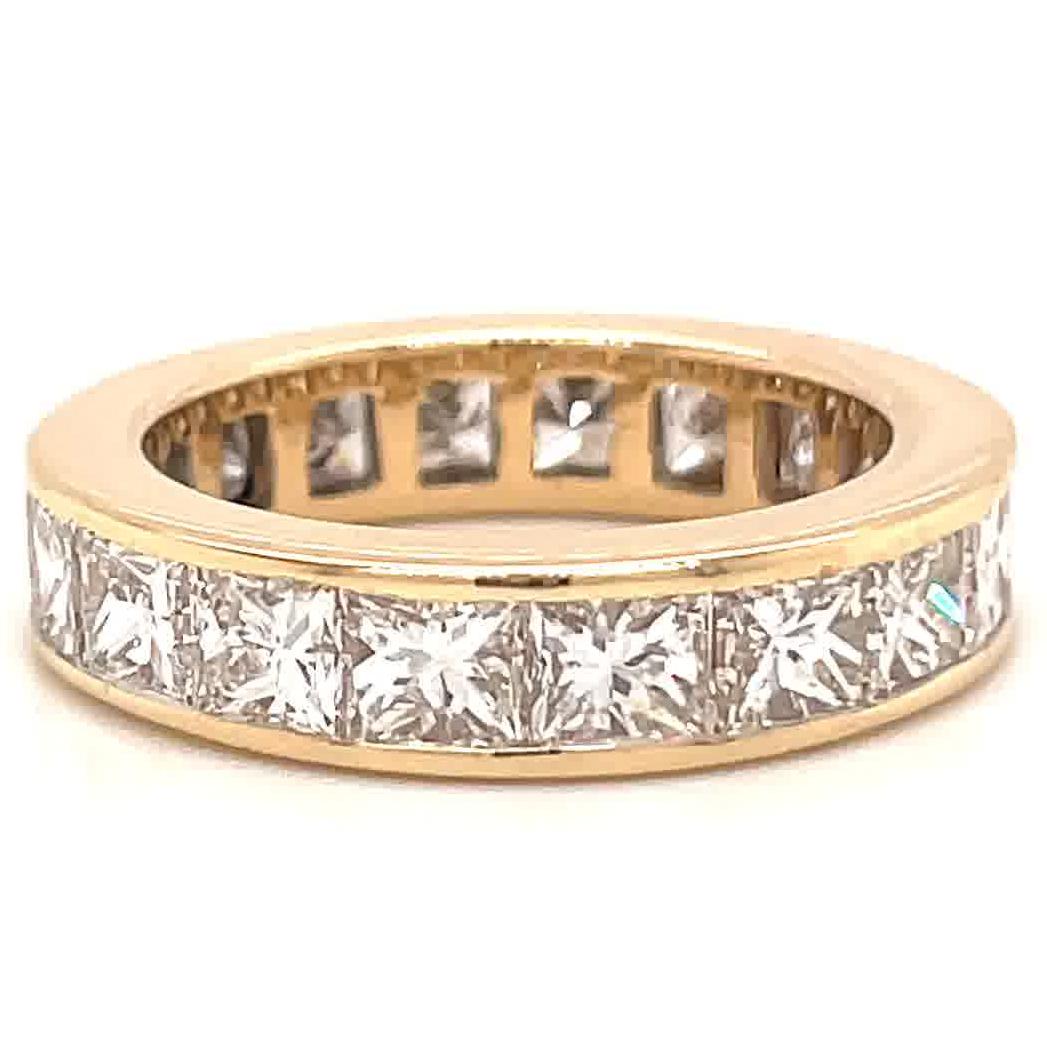 Vintage Princess Cut Diamond 14 Karat Gold Eternity Ring 1