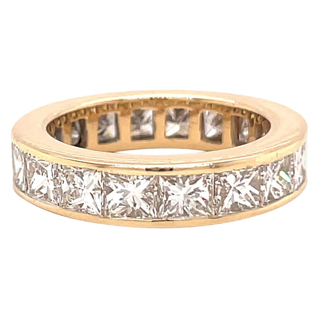 Vintage Princess Cut Diamond 14 Karat Gold Eternity Ring