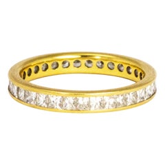 Vintage Princess Cut Diamond and 18 Carat Gold Eternity Ring