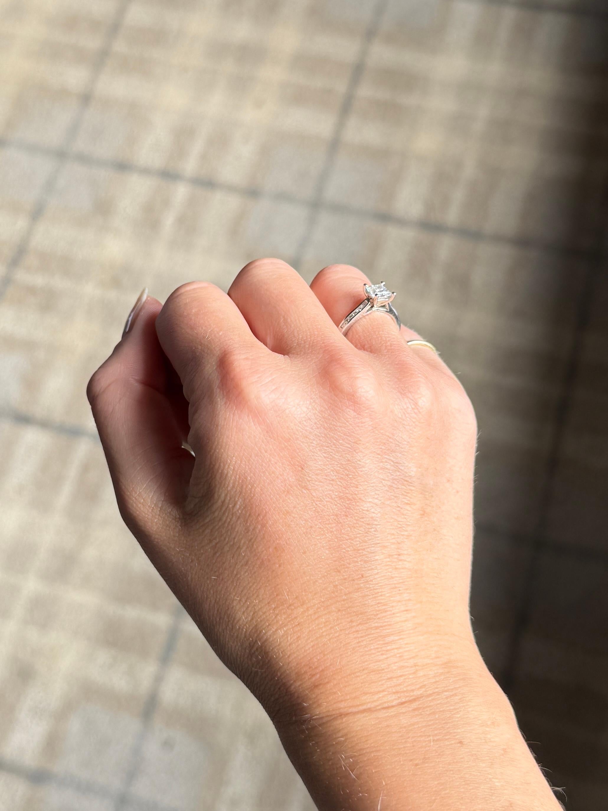Vintage Princess Cut Diamant und Platin Ring (Carréschliff) im Angebot
