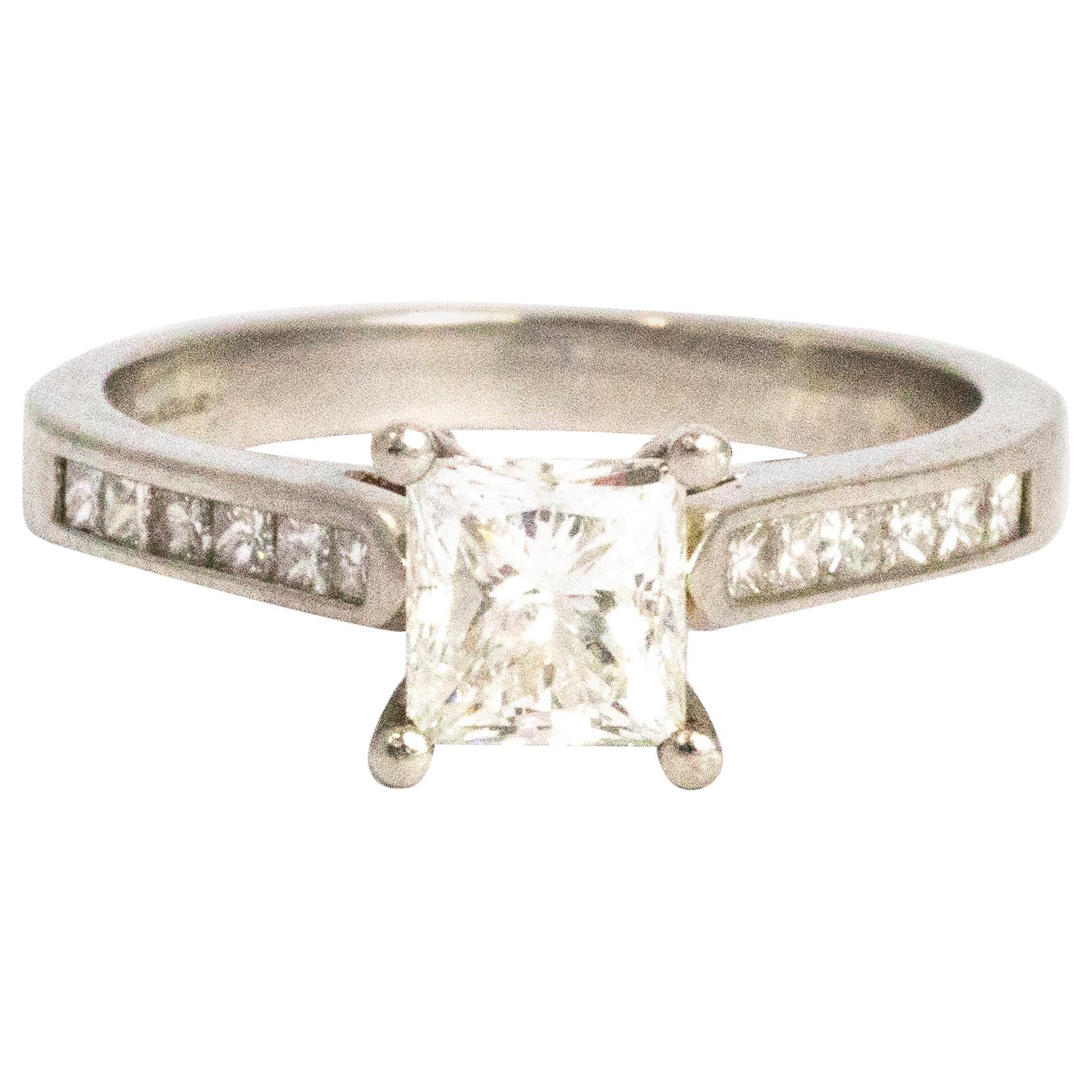 Vintage Champagne Princess Cut Diamond and Platinum Ring For Sale at ...