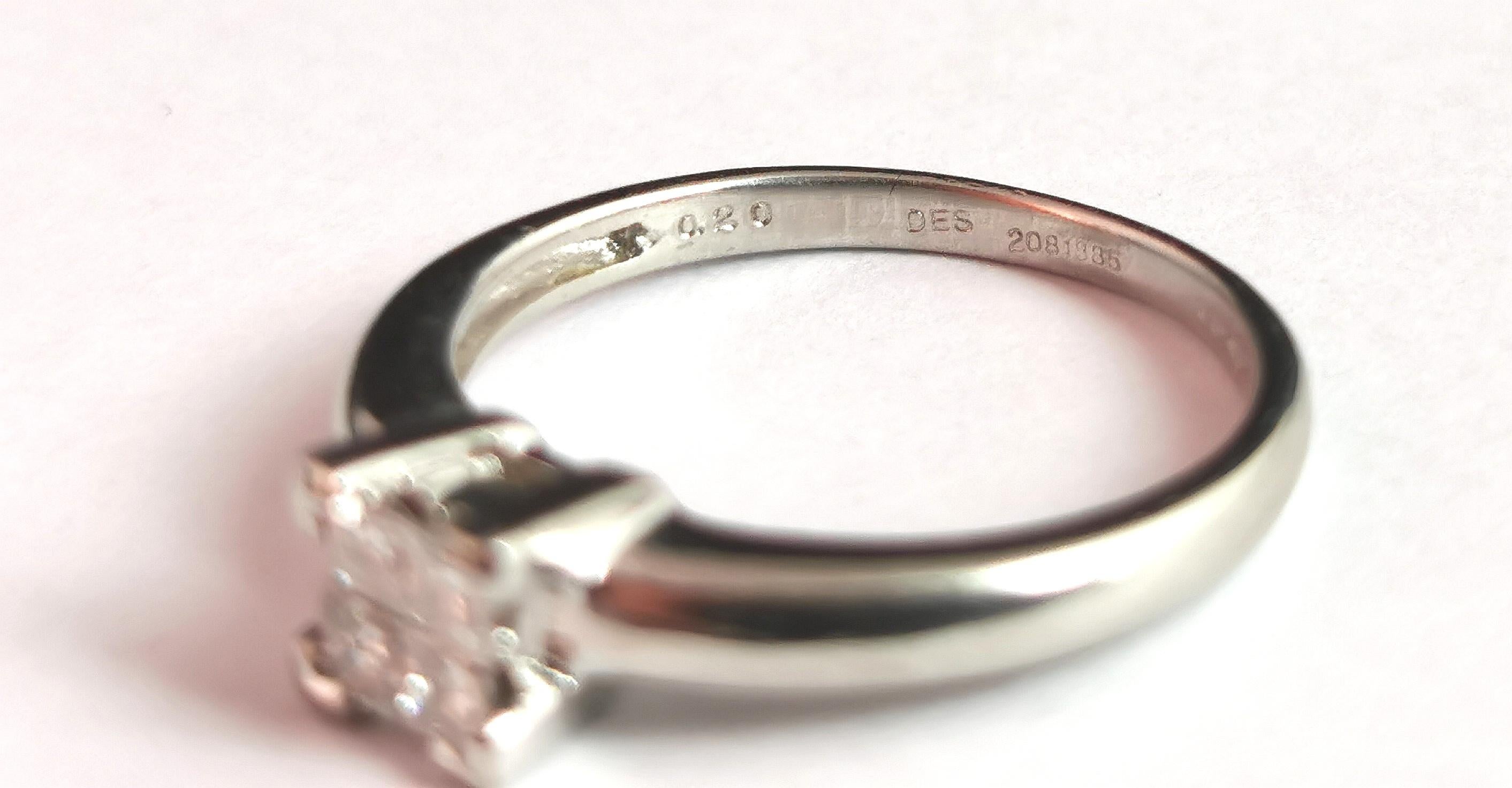 Vintage Princess Cut Diamond Four Stone Ring, Platinum, Engagement Ring 7