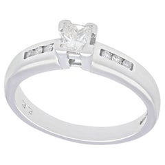 Vintage Princess Cut Diamond Solitaire Ring in 18k White Gold