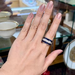 Vintage Princess Cut Sapphire and Diamond Ring Platinum