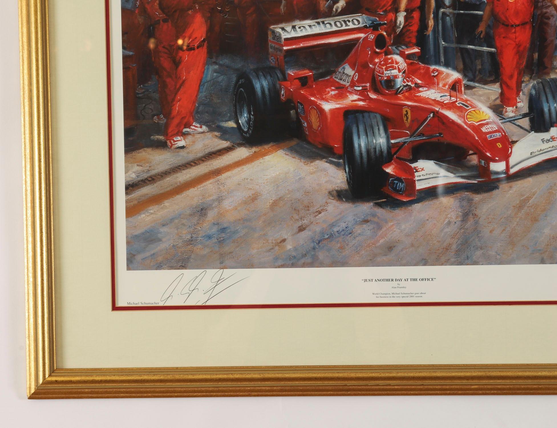 Vintage Print Alan Fearnley 'Just Another Day at The Office' Schumacher 2001 (21. Jahrhundert und zeitgenössisch)