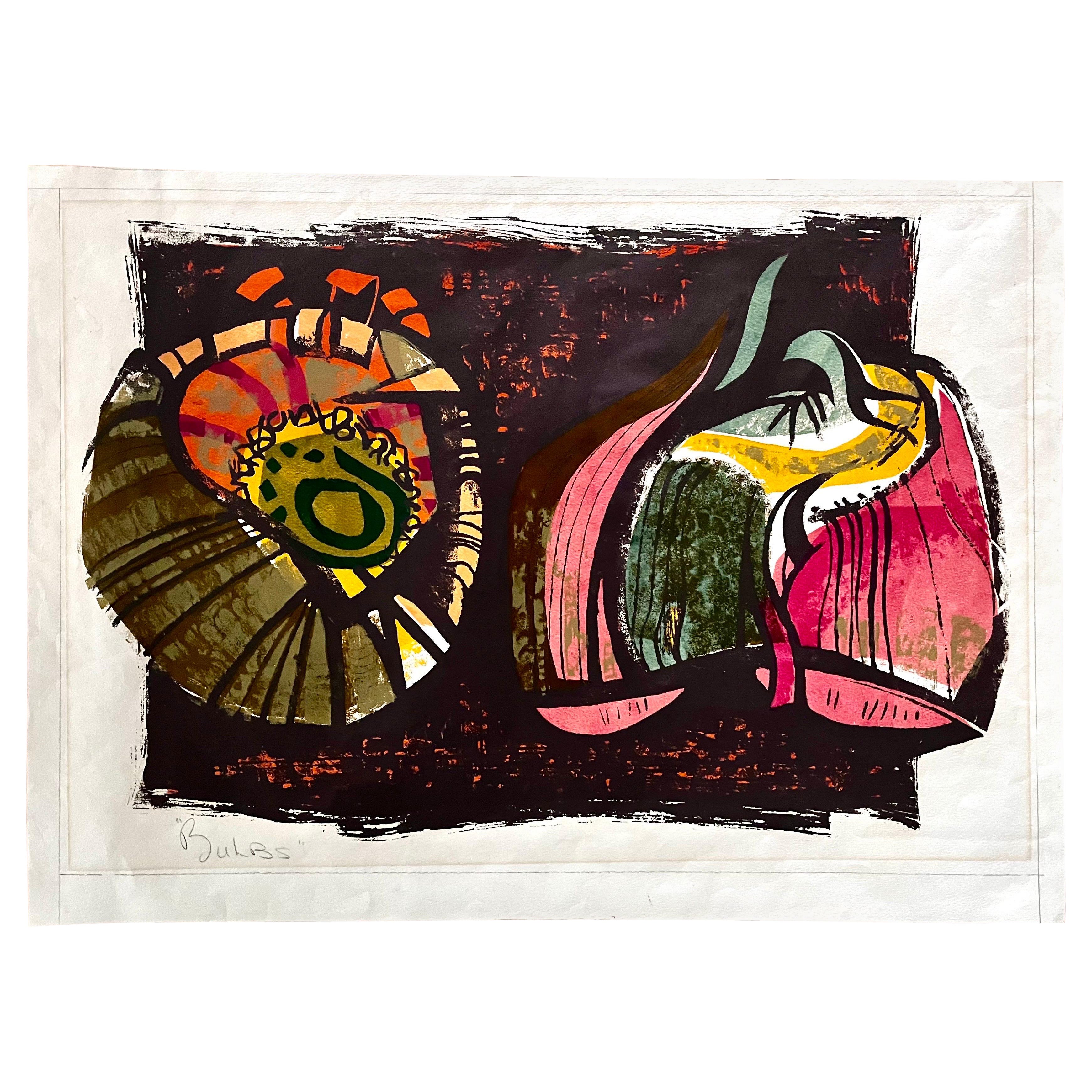 Vintage Druck "Glühbirnen" auf Papier, 1960er Jahre im Angebot