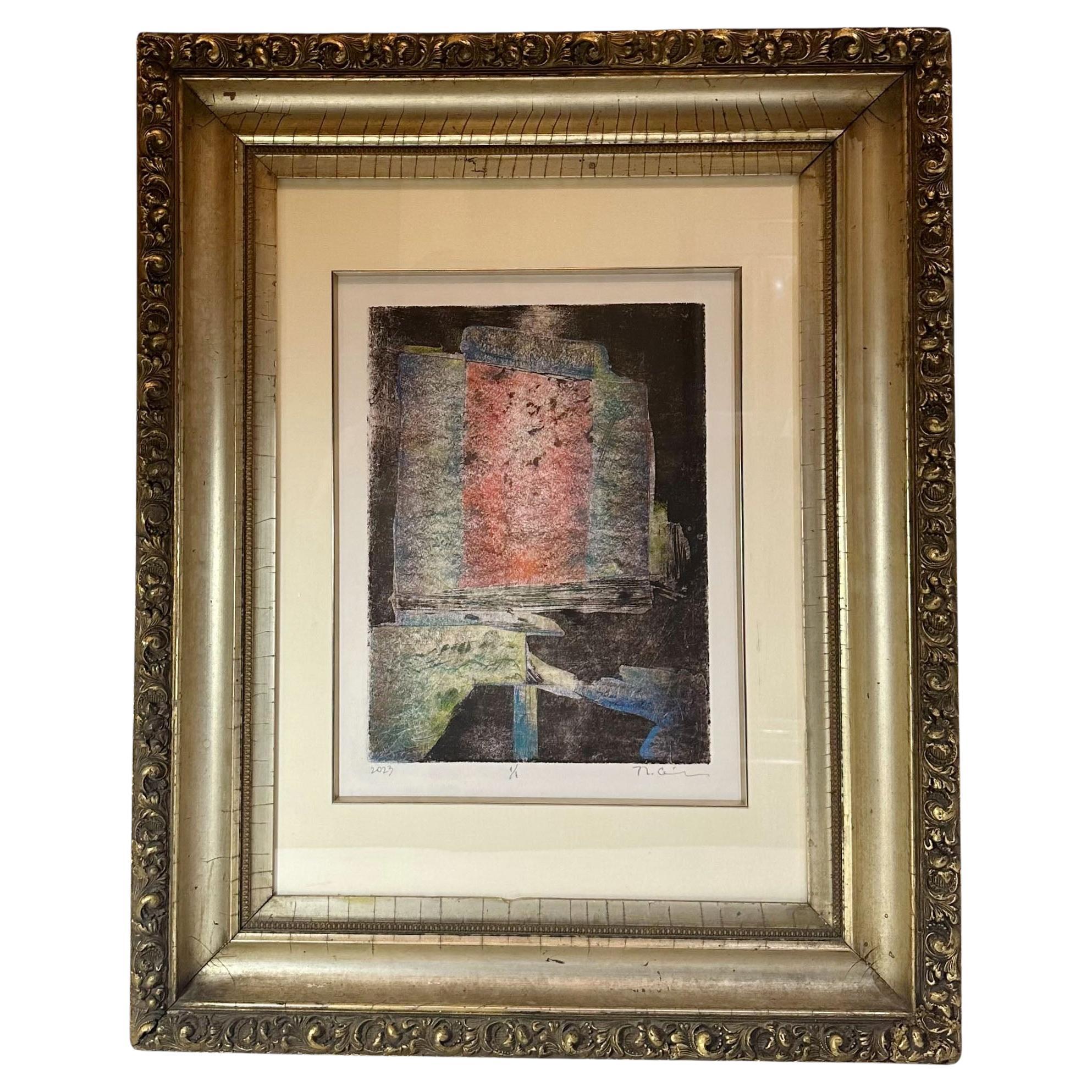 Vintage Print In Antique Silver Gilt Frame