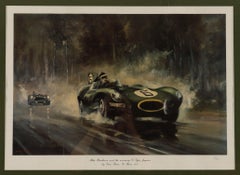 Vintage Print Mike Hawthorn Le Mans by Dion Pears 20th Century