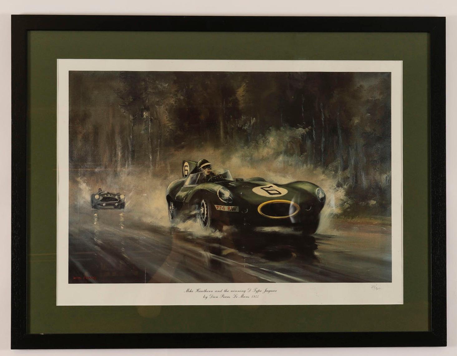 Vintage Print Mike Hawthorn Le Mans von Dion Pears 20. Jahrhundert im Angebot 2