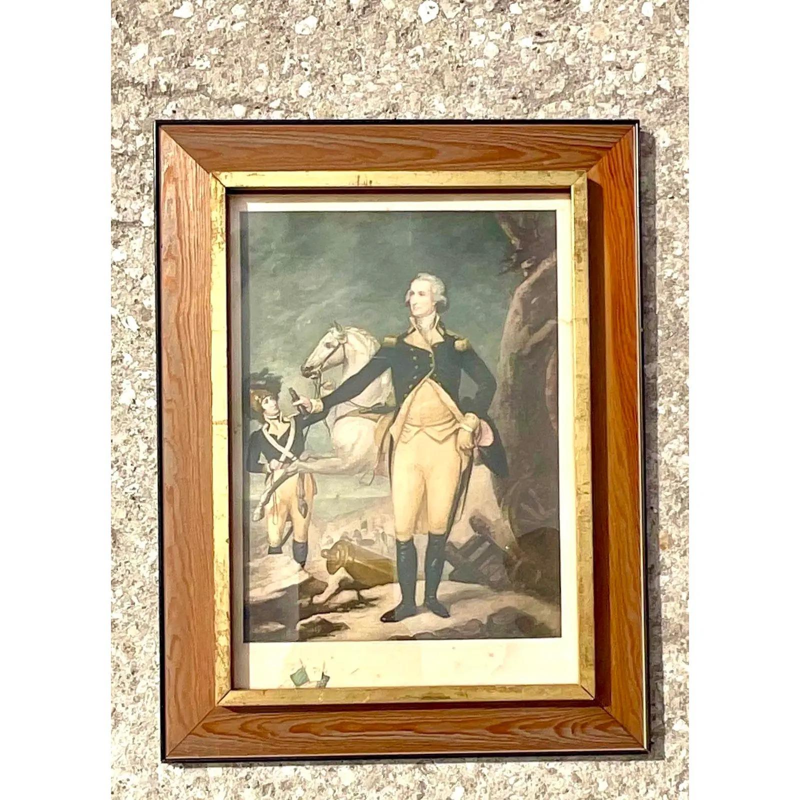 Regency Vintage Print of George Washington Before the Battle of Trenton For Sale