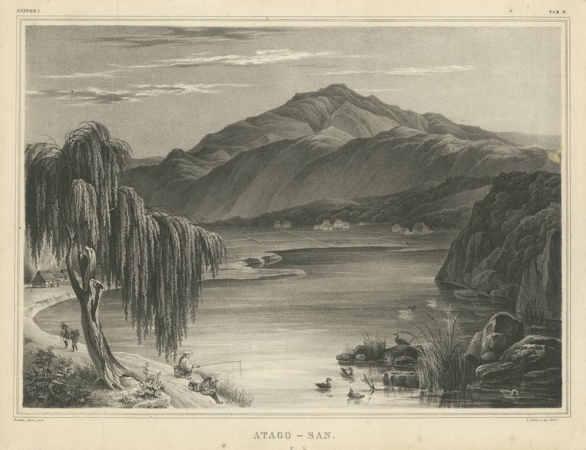 Vintage Print of Mount Atago, Kyoto, Japan