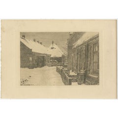 Vintage Print of Winter Scene in the Kruissteeg, Hilversum, Holland, c.1925