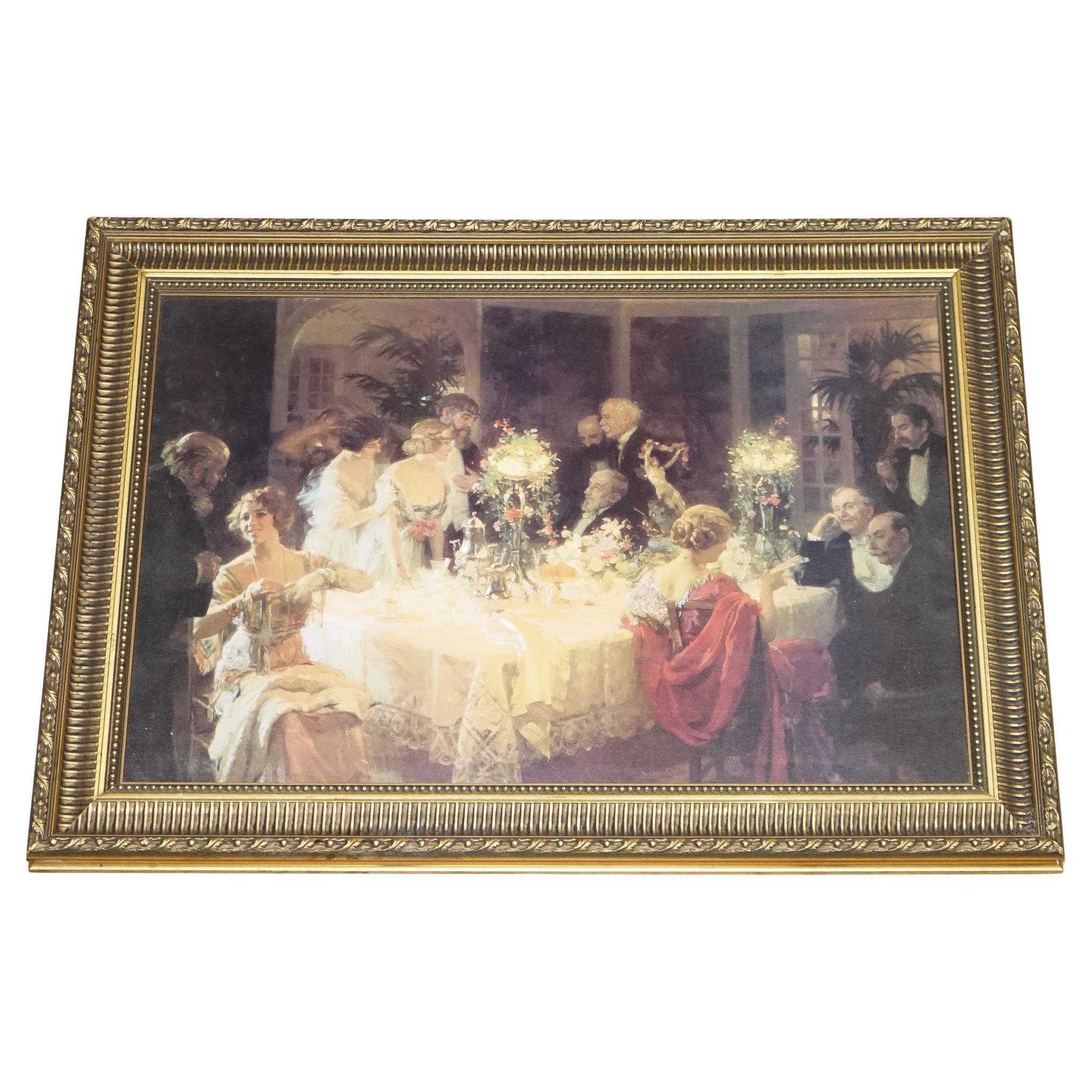 STAMPA D
EPOCA DEL DIPINTO 

CENA

 DI JULES ALEXANDRE GRUN 77 x 107 CM in vendita