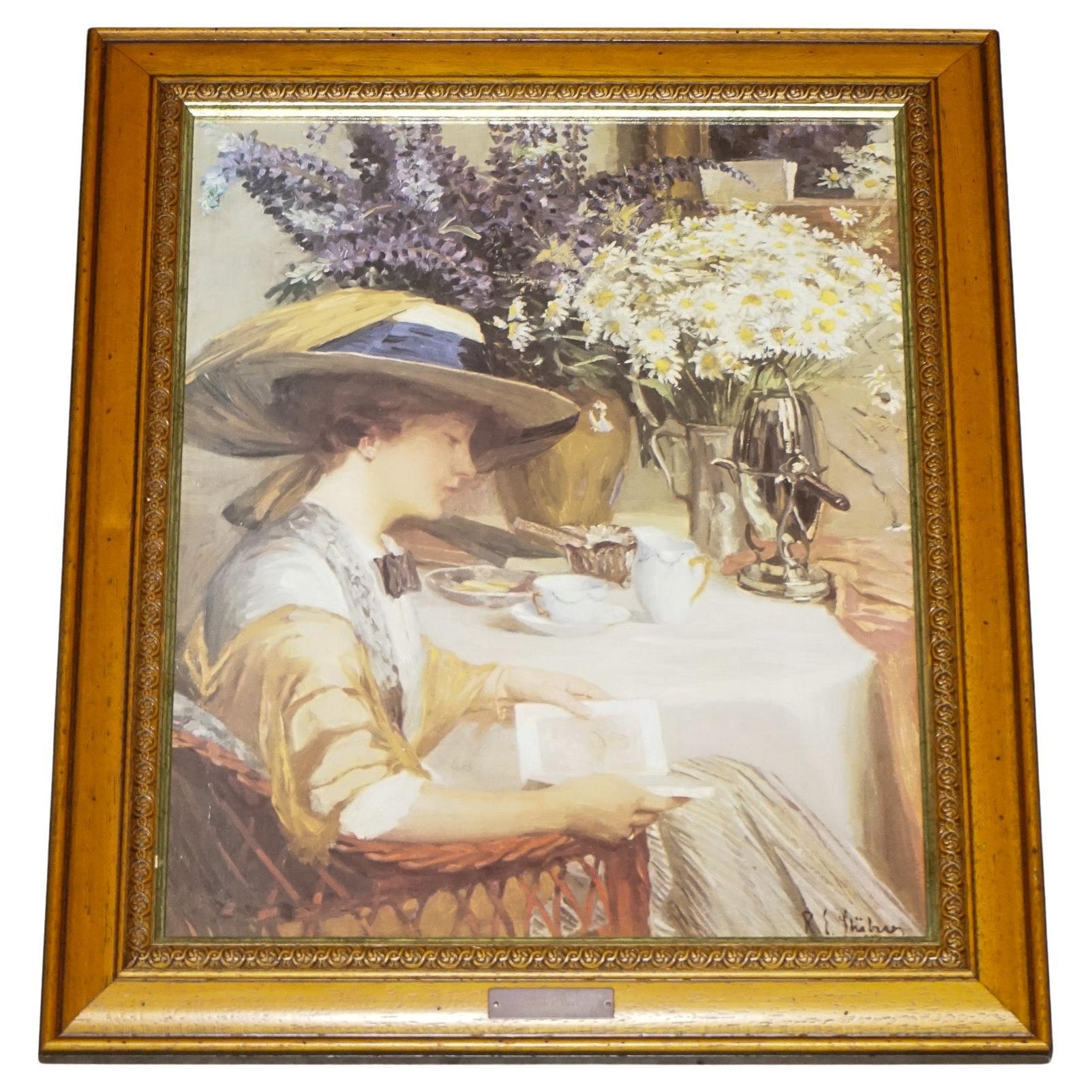 VINTAGE PRINT PAINTING 

SUMMER DAYS

 BY ROBERT STUBNER WOODEN FRAME 63 x 52 CM im Angebot