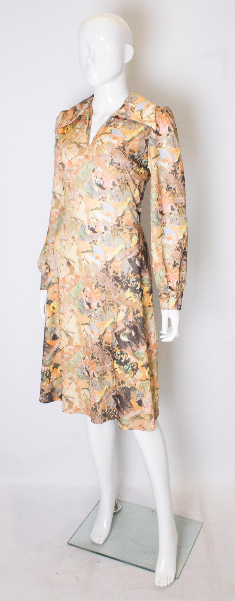 Vintage Print Shirt Dress For Sale at 1stDibs