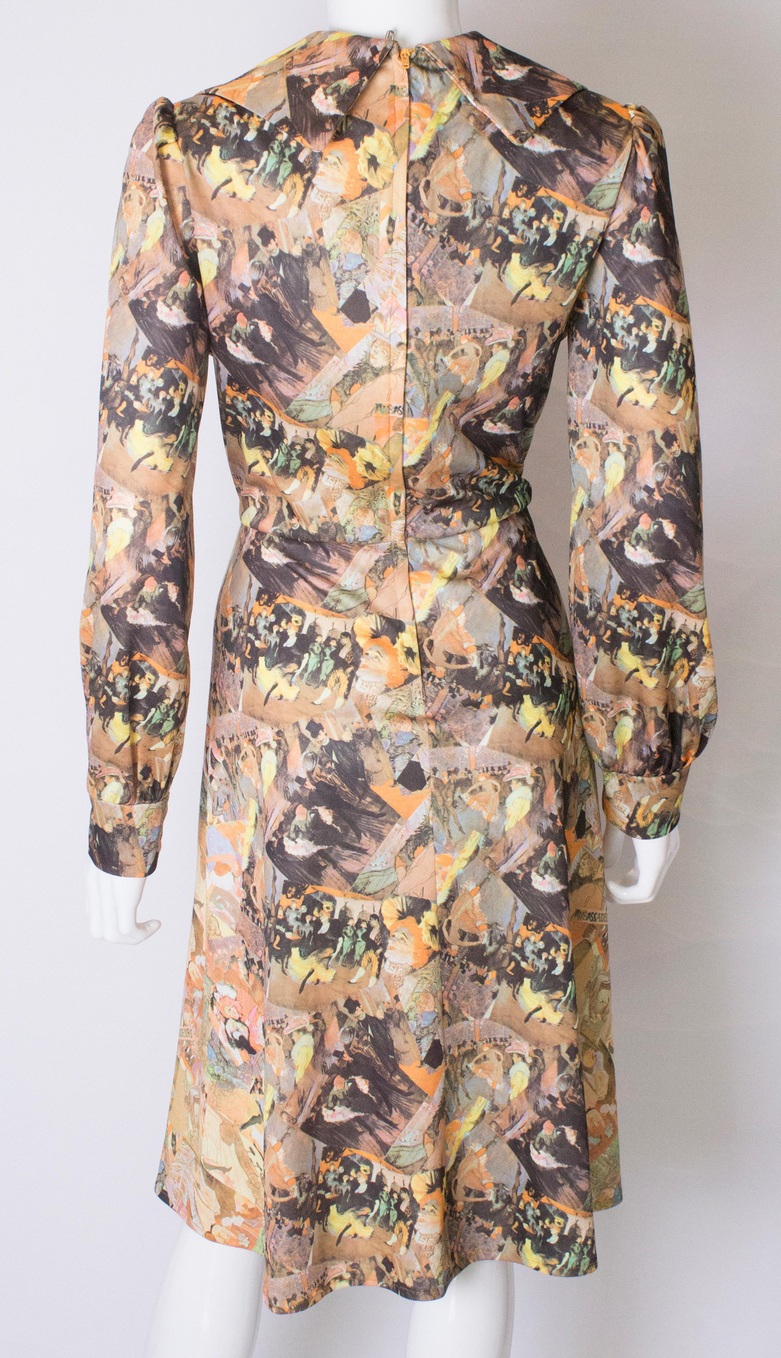 Vintage Print Shirt Dress For Sale 1