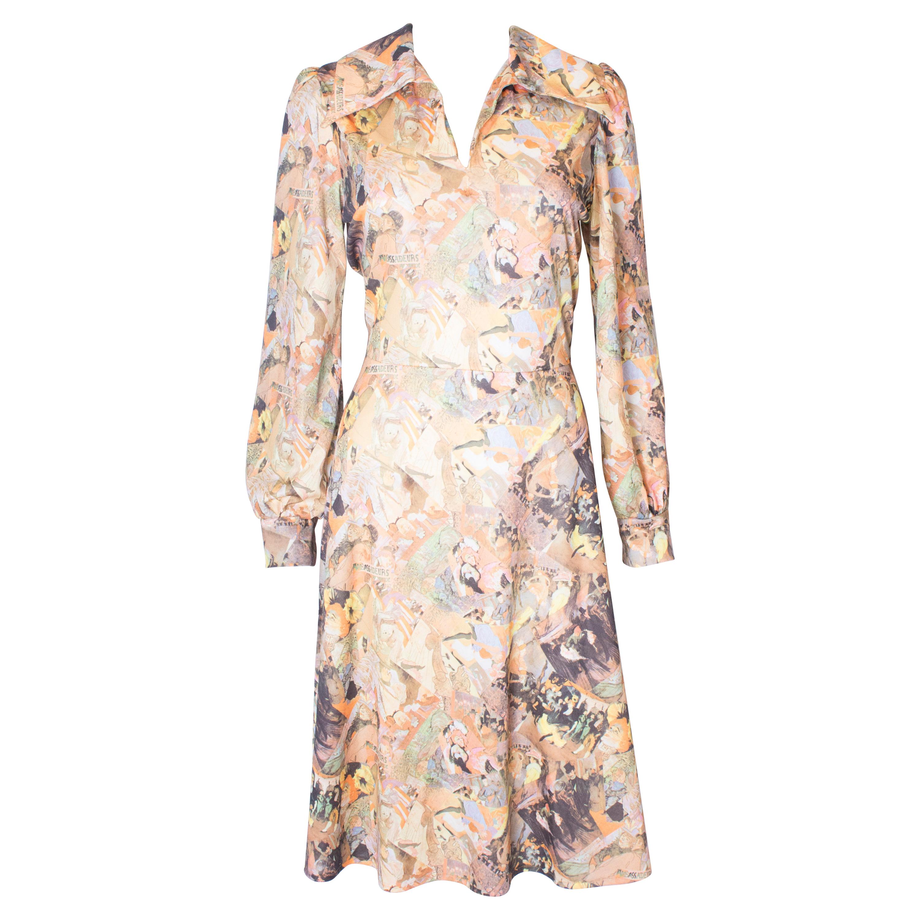 Robe chemise vintage à imprimé