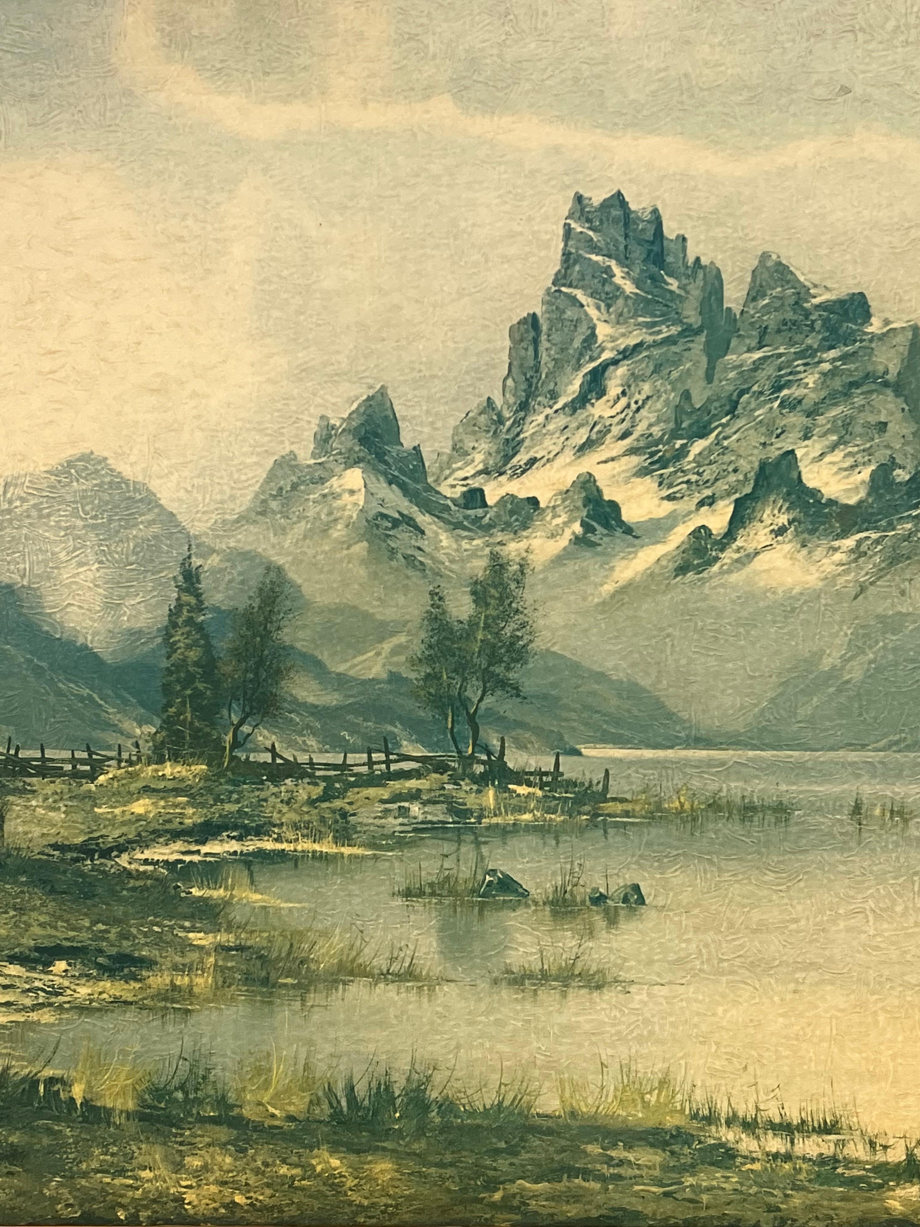 Vintage Print Wilmer Mountain Mist Landscape. (Holz) im Angebot